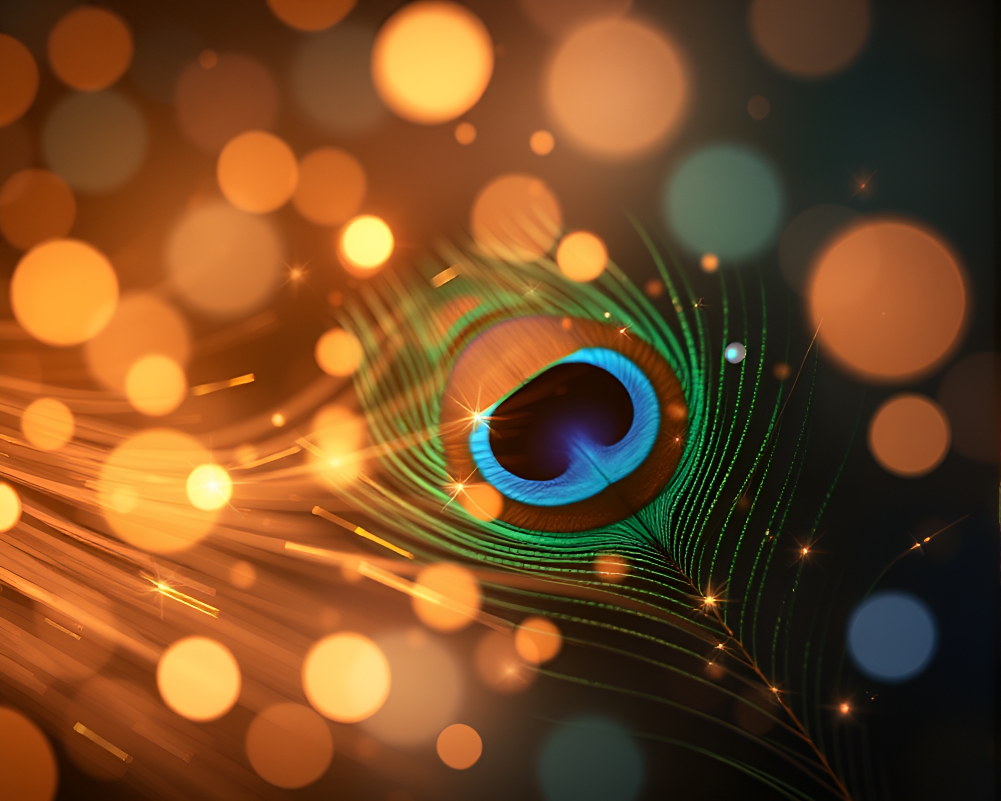 Peacock Feather Vector Art with Motion Blur Streaks – free AI stock image