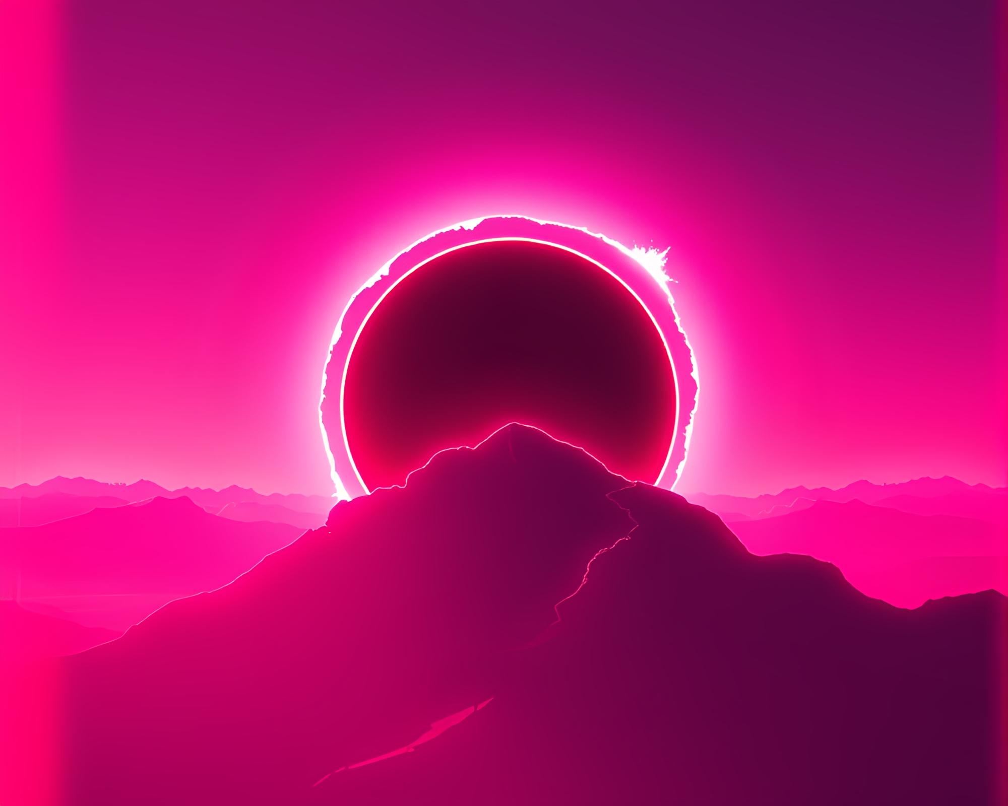 Futuristic Eclipse Illusion with Synthwave Aesthetics – free AI stock image