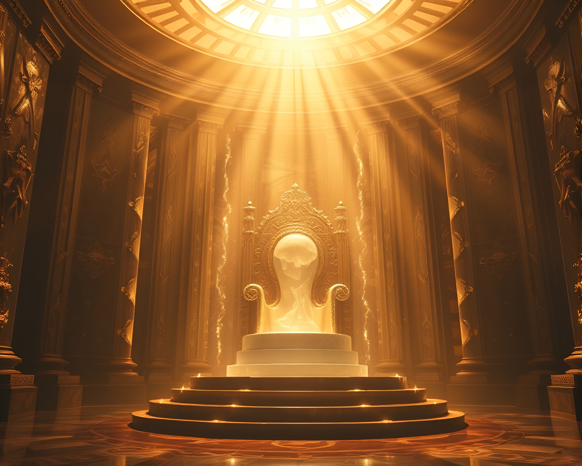 Floating Crystal Throne Room with Sun Glare – free AI stock image