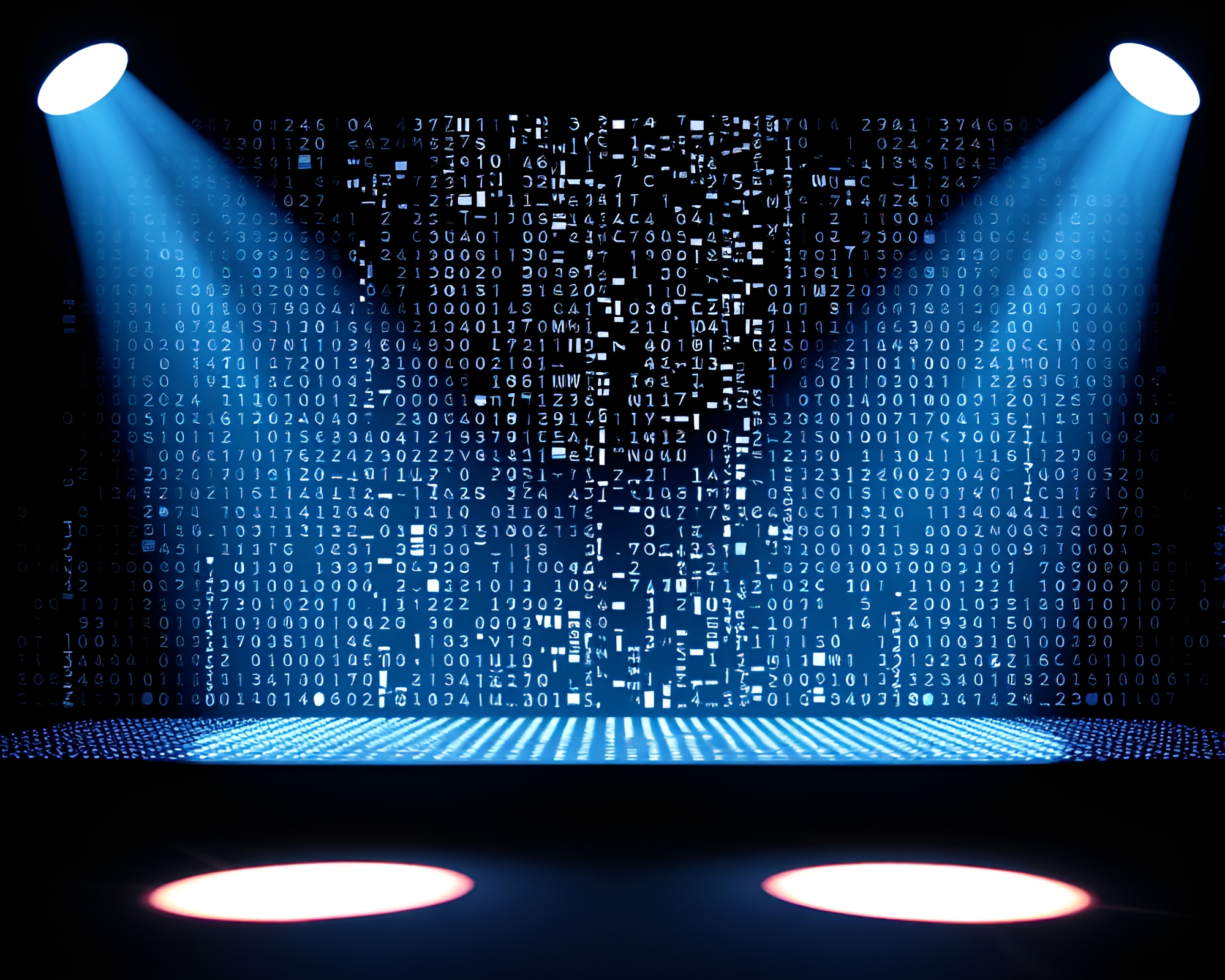 Binary Code Origami Spotlight Composition – free AI stock image