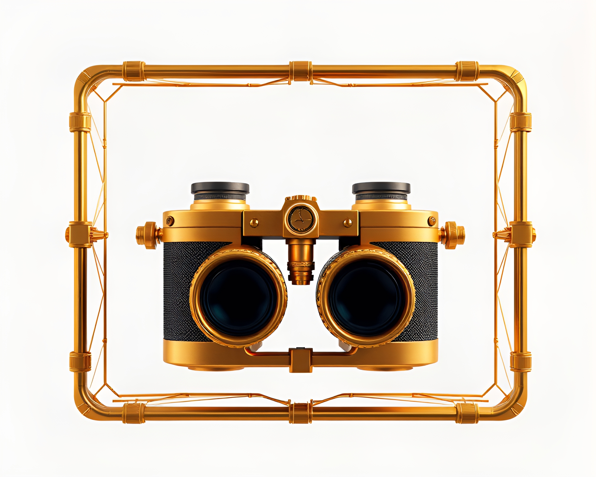 Binoculars Zoom on Wireframe Wildlife in Savannah Golds – free AI stock image