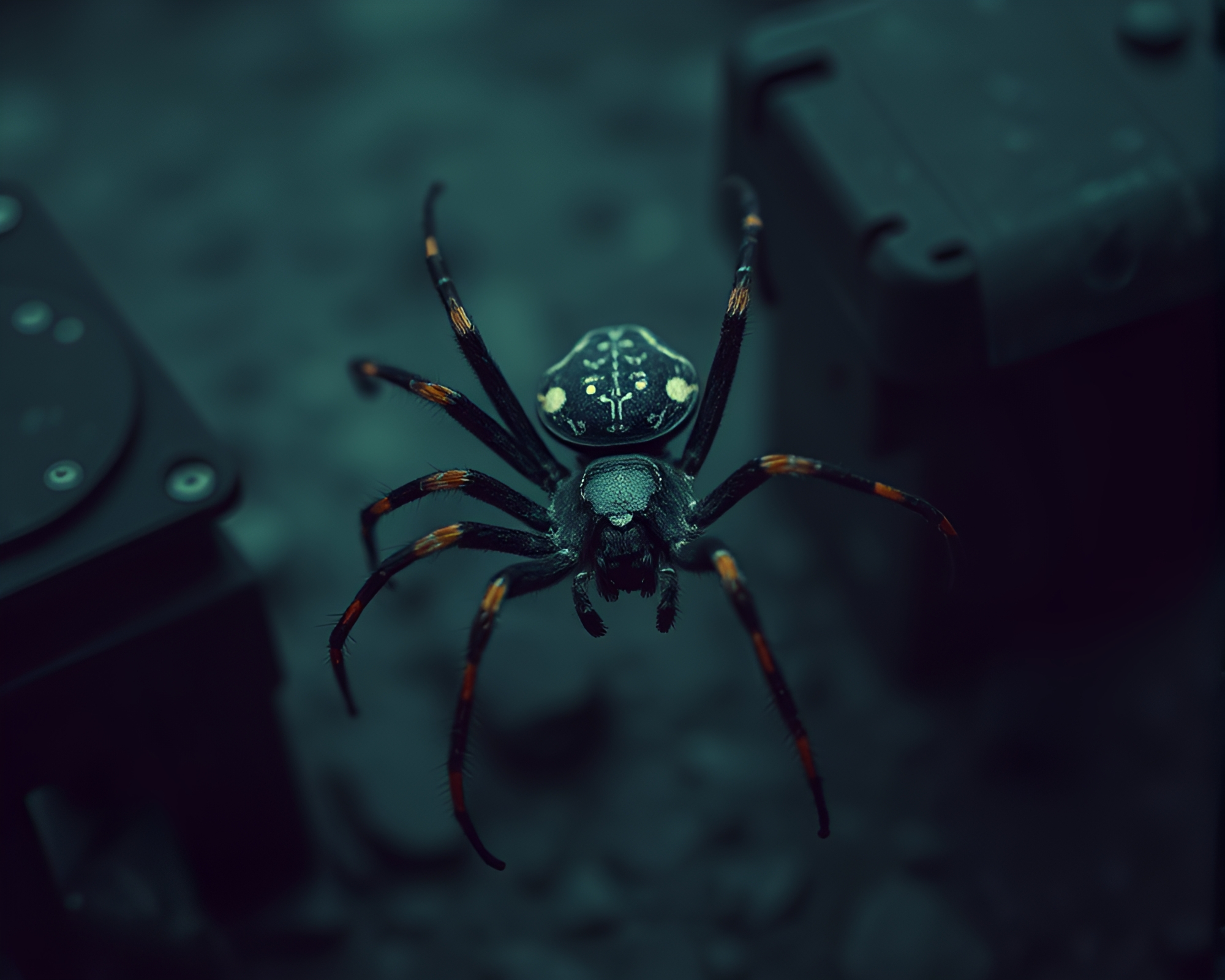 Mechanical Spider in Desaturated Gloom – free AI stock image
