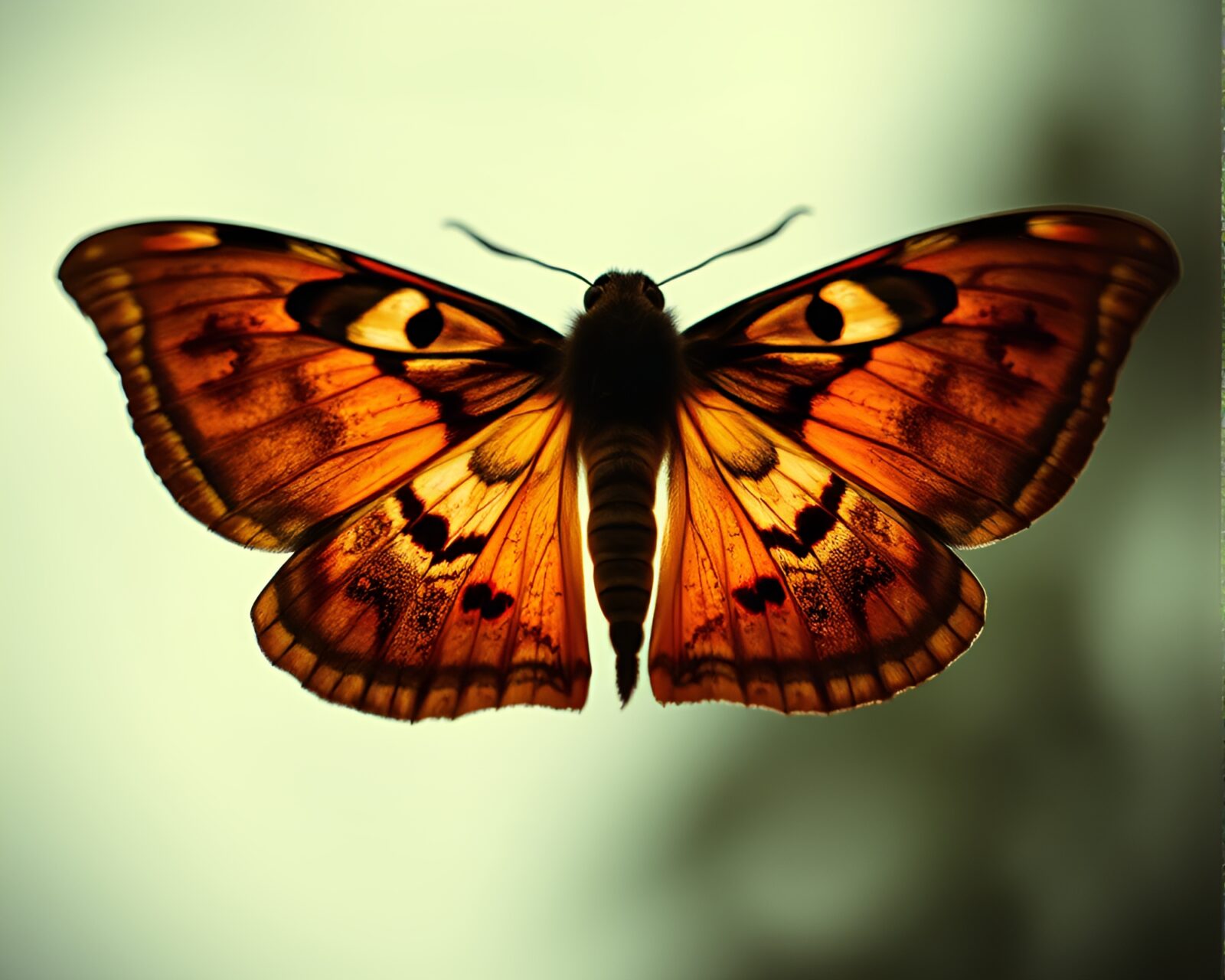 A mystical moth floating in a dark ink wash sky