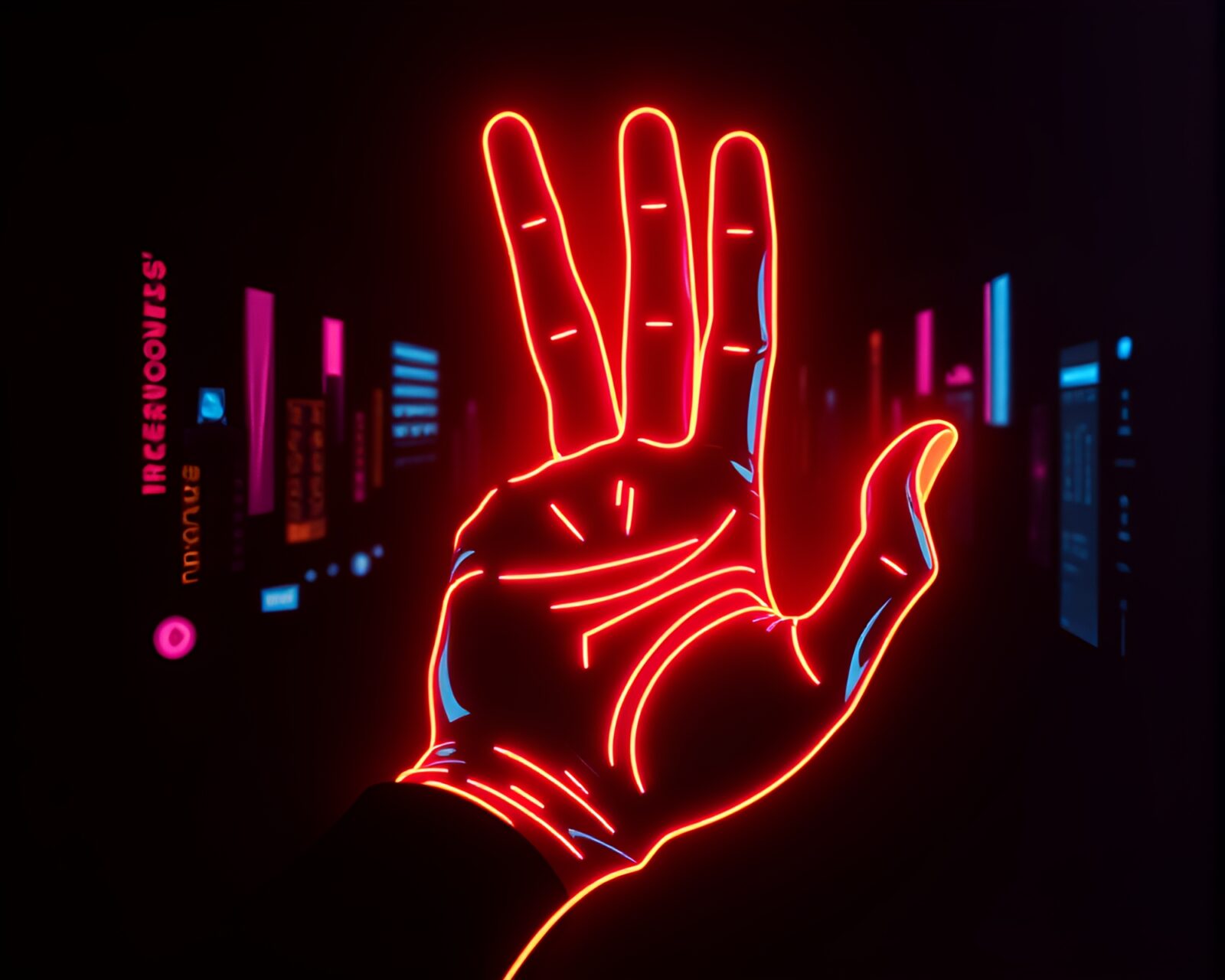 3D visualization of a matte finish cybernetic hand sculpture
