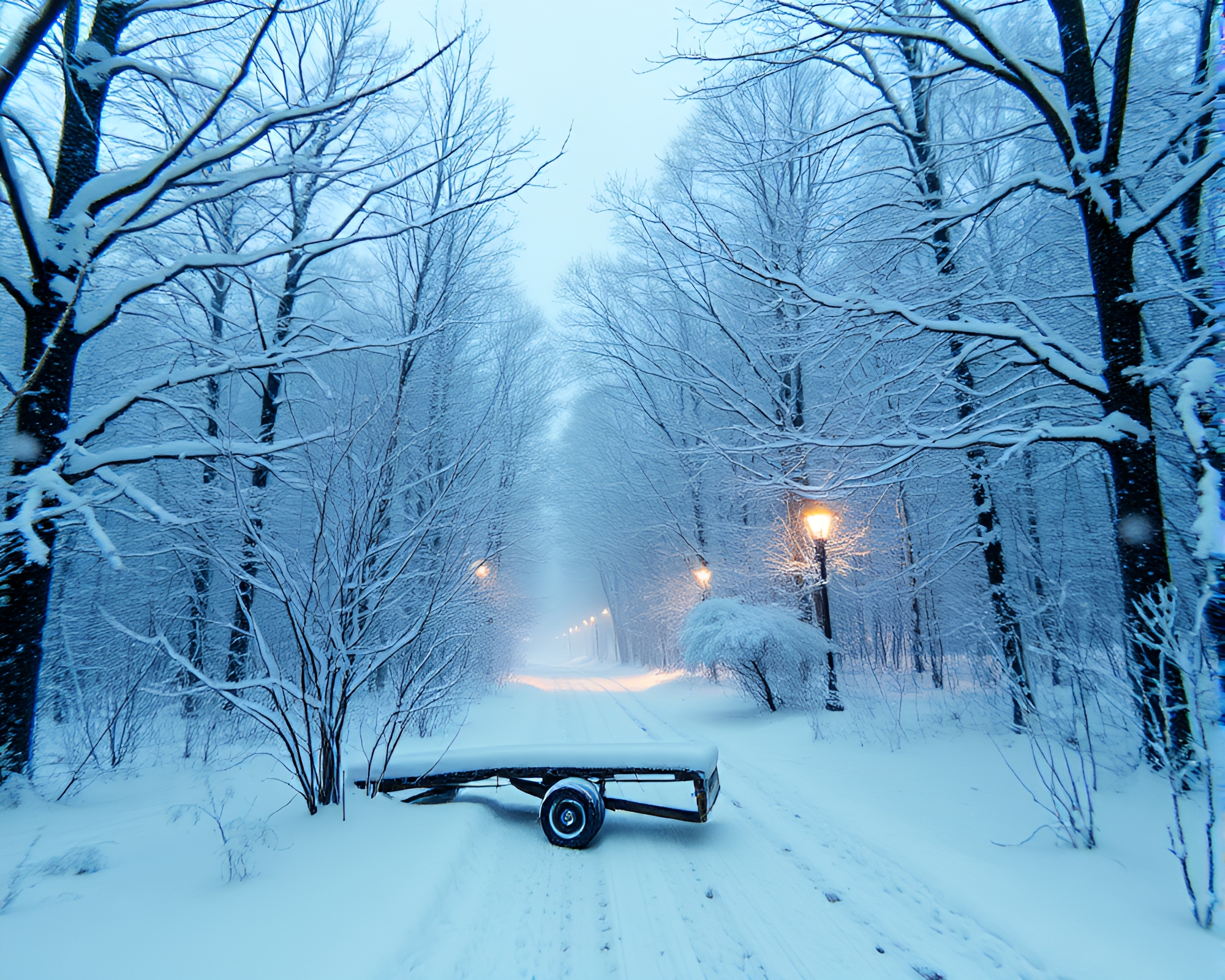Lens Distorted Necromantic Winter Wonderland in 3D Scan – free AI stock image