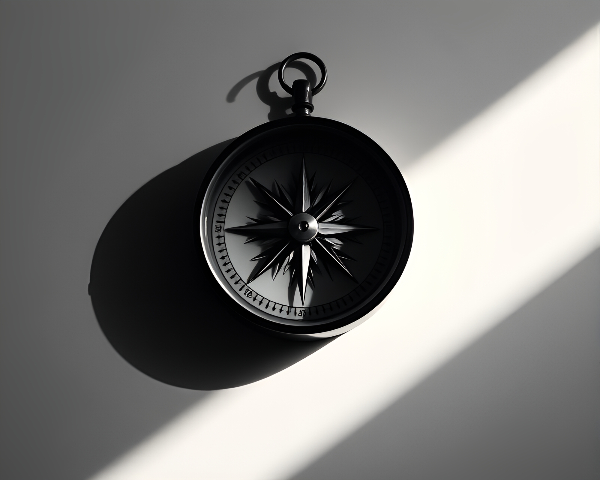 Mystical Compass Shadows Casts Split-Toned Escape Route – free AI stock image
