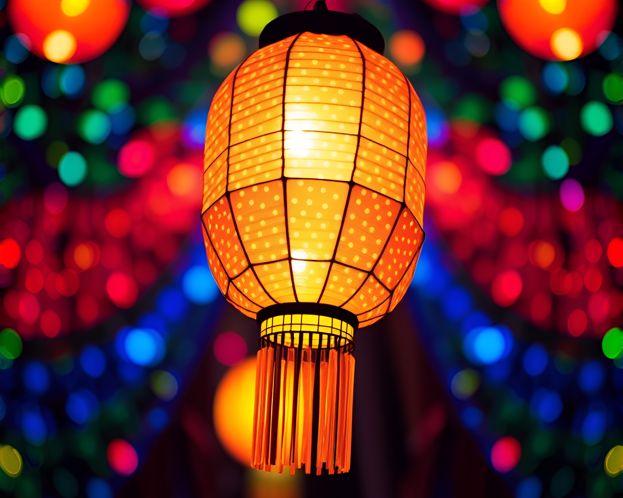 Digital Paper Lanterns in Triadic Colors – free AI stock image