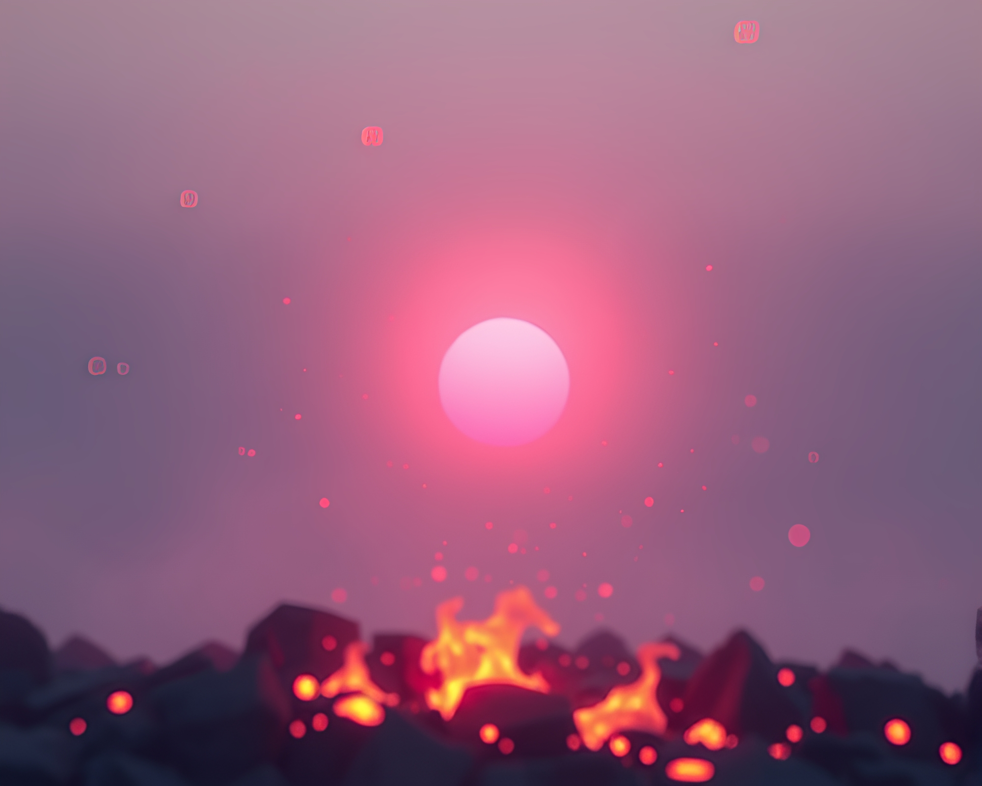 Floating Embers in Augmented Reality Sunrise – free AI stock image