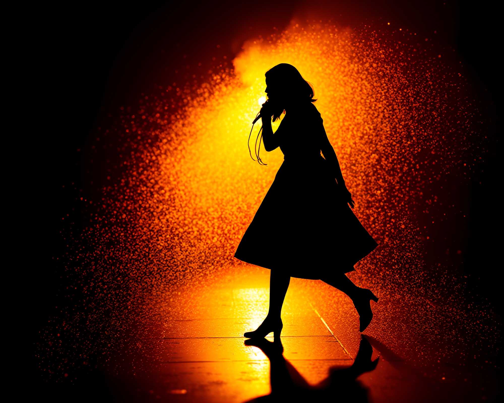 Baguette silhouette reflected in dusty light art piece – free AI stock image