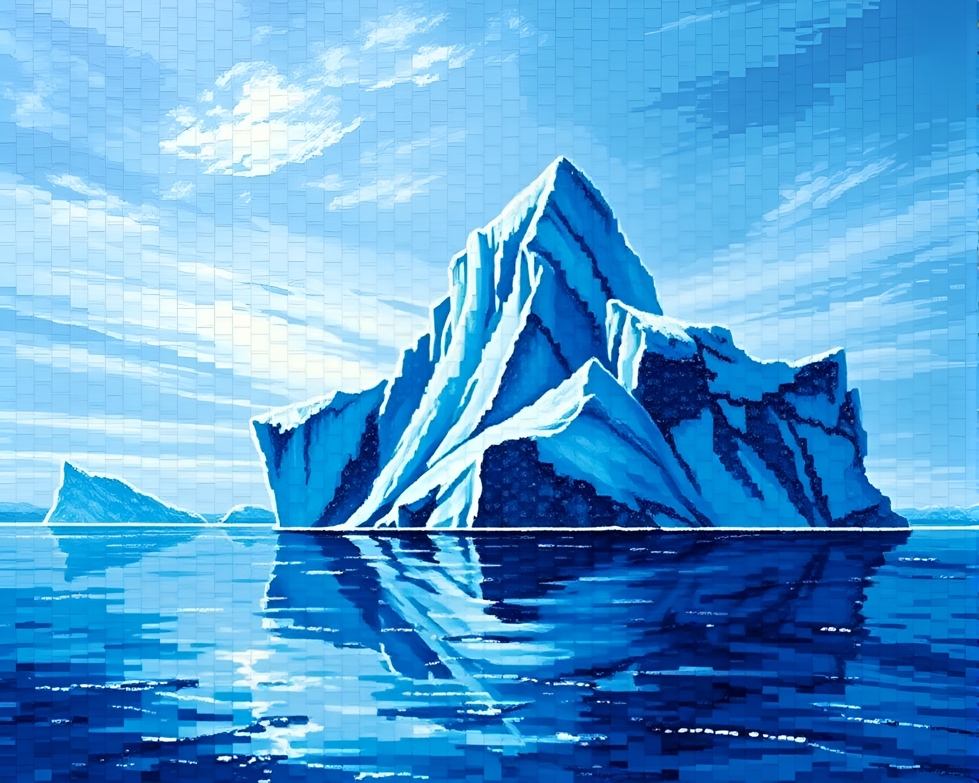 LED Arctic Iceberg Impressionist Pixel Art – free AI stock image