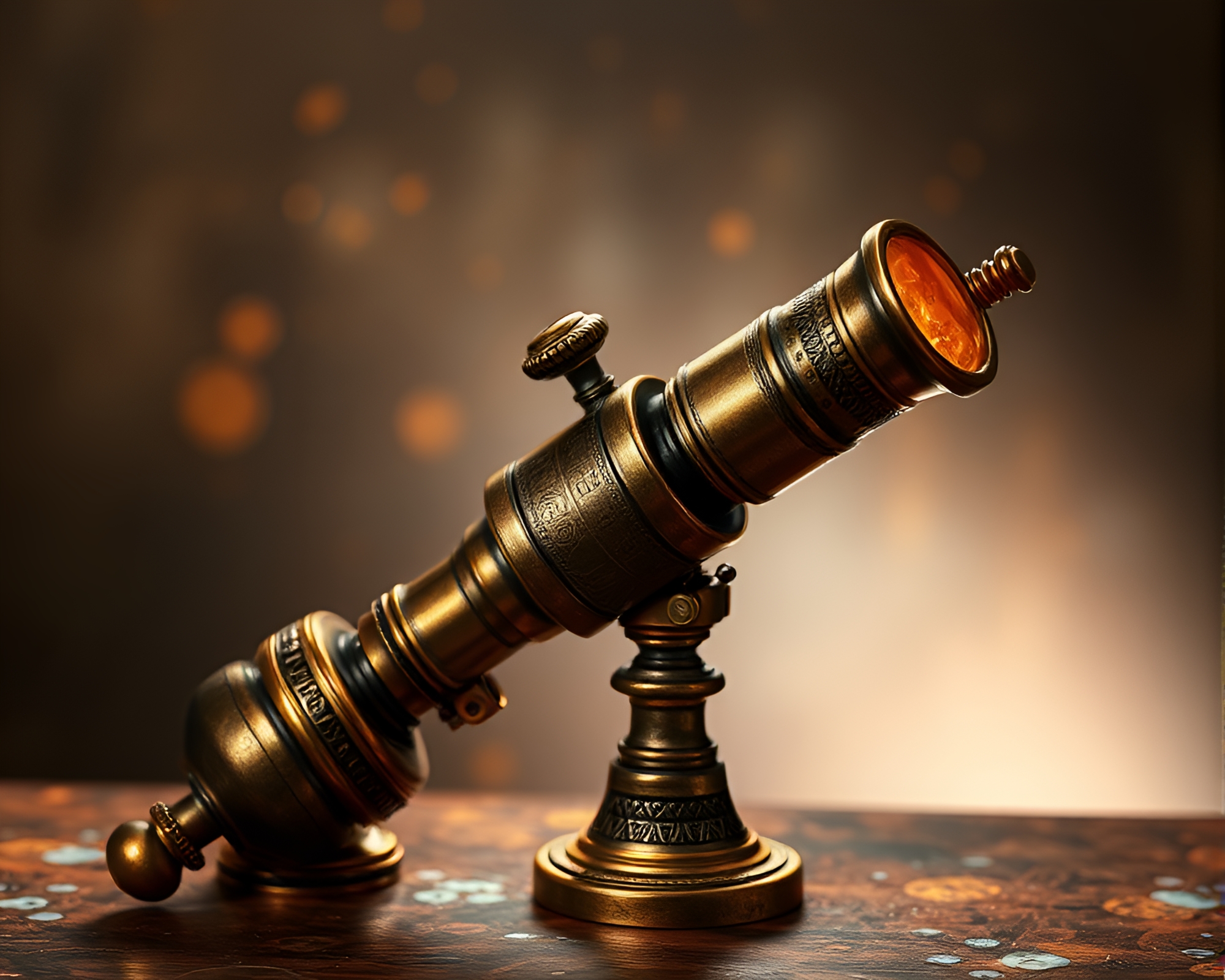 Antique Sextant Illuminated by Torchlight in Pointillism Style – free AI stock image