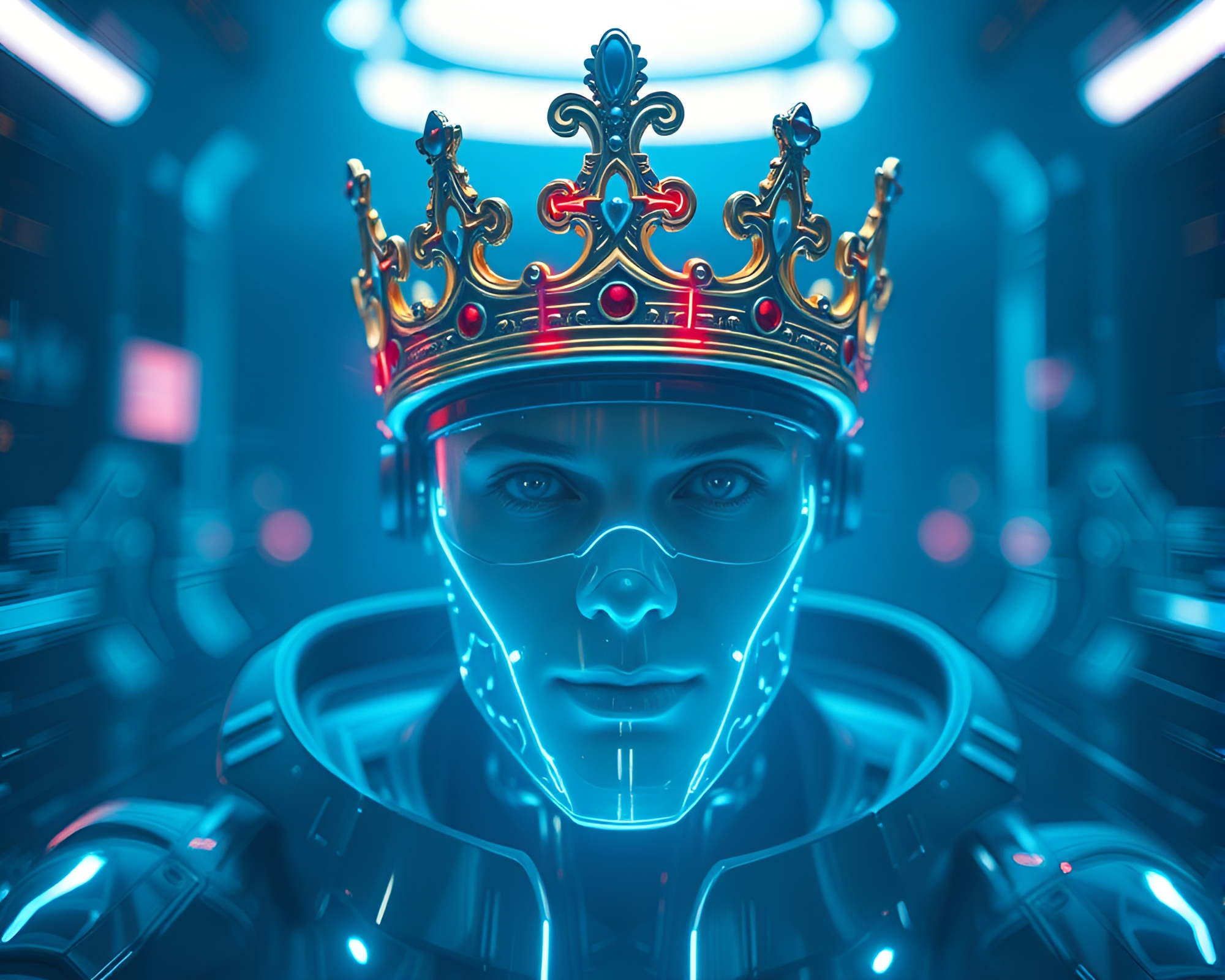 Futuristic Motion Capture: Indigo Crown Mystery – free AI stock image