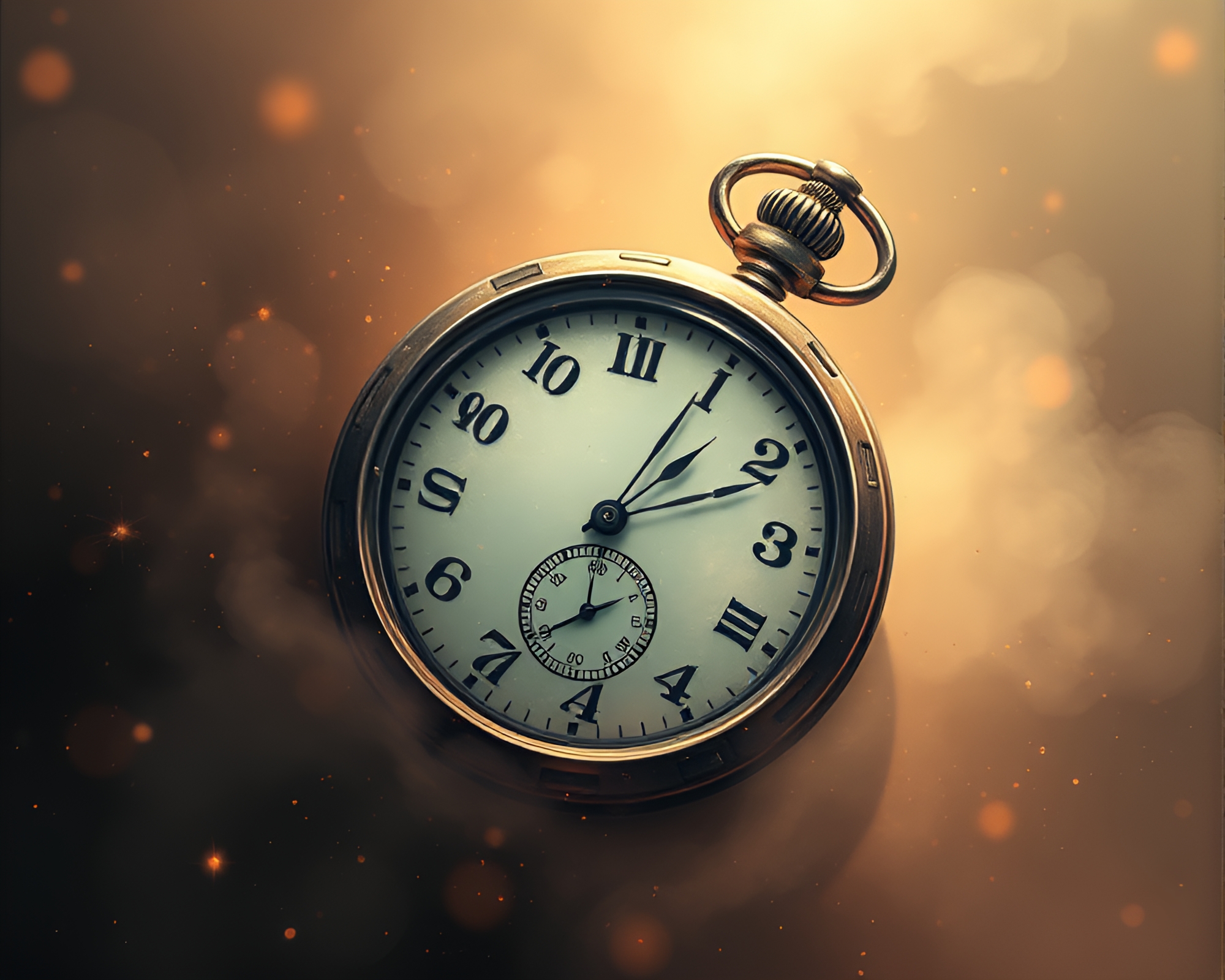 Cyberpunk Pocket Watch Through Dust Particles – free AI stock image