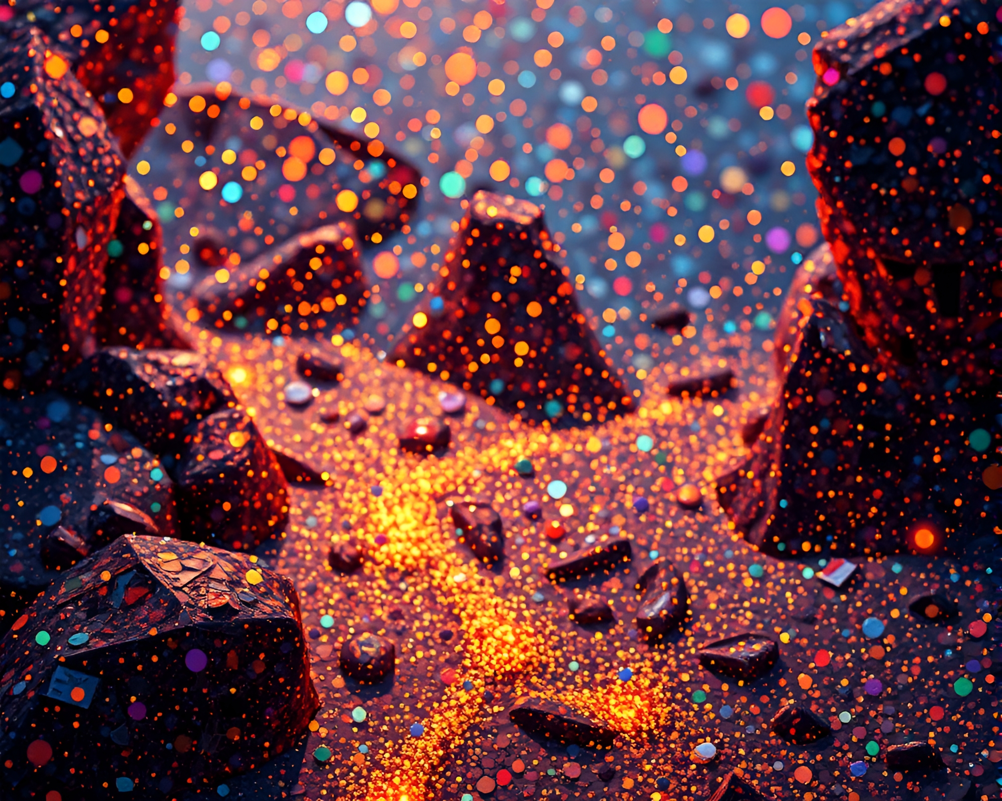 Fragmented Oasis: Glittering Dust in Path Traced Journey – free AI stock image