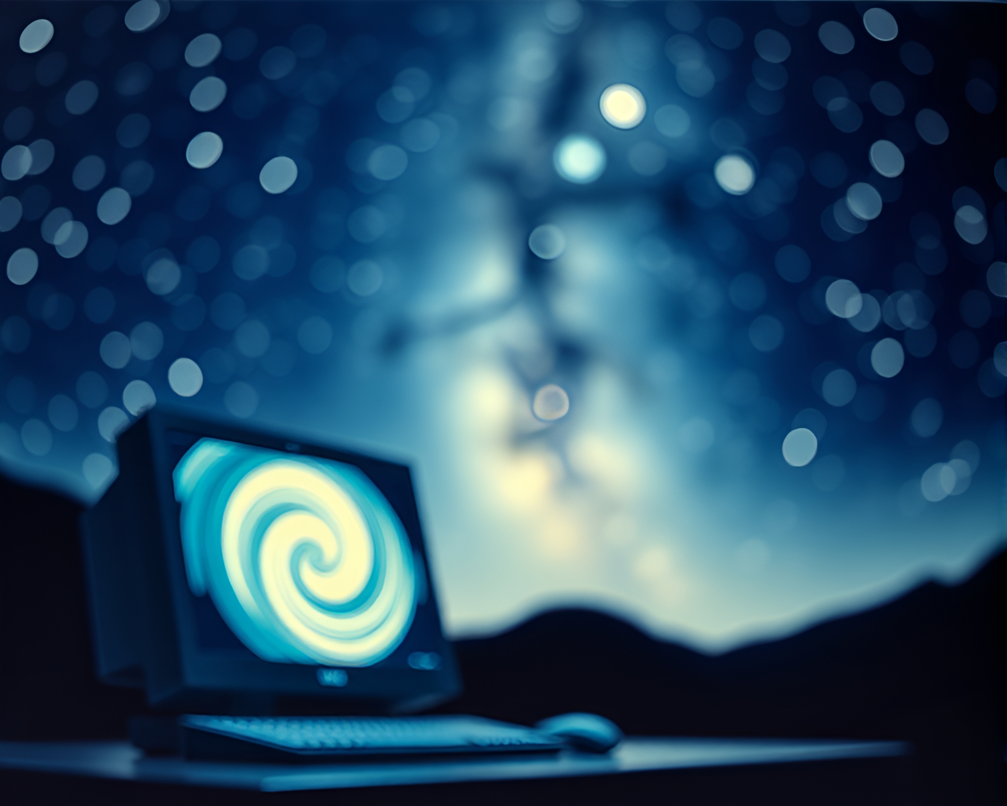 Quantum Computer in Galactic Bokeh Universe – free AI stock image