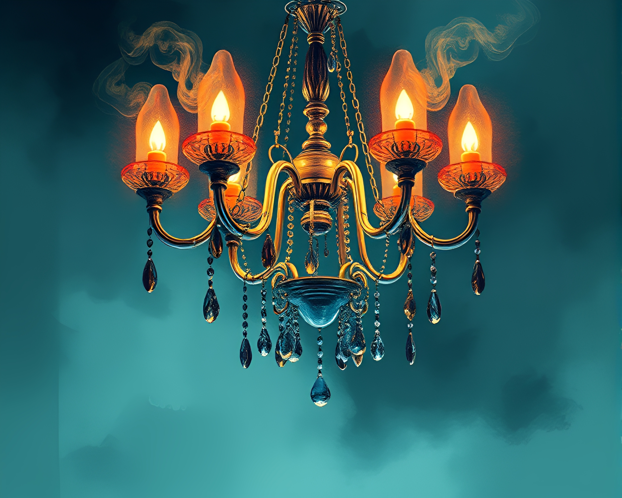 Ethereal Chandelier in Acid-Washed Smoke Rings – free AI stock image