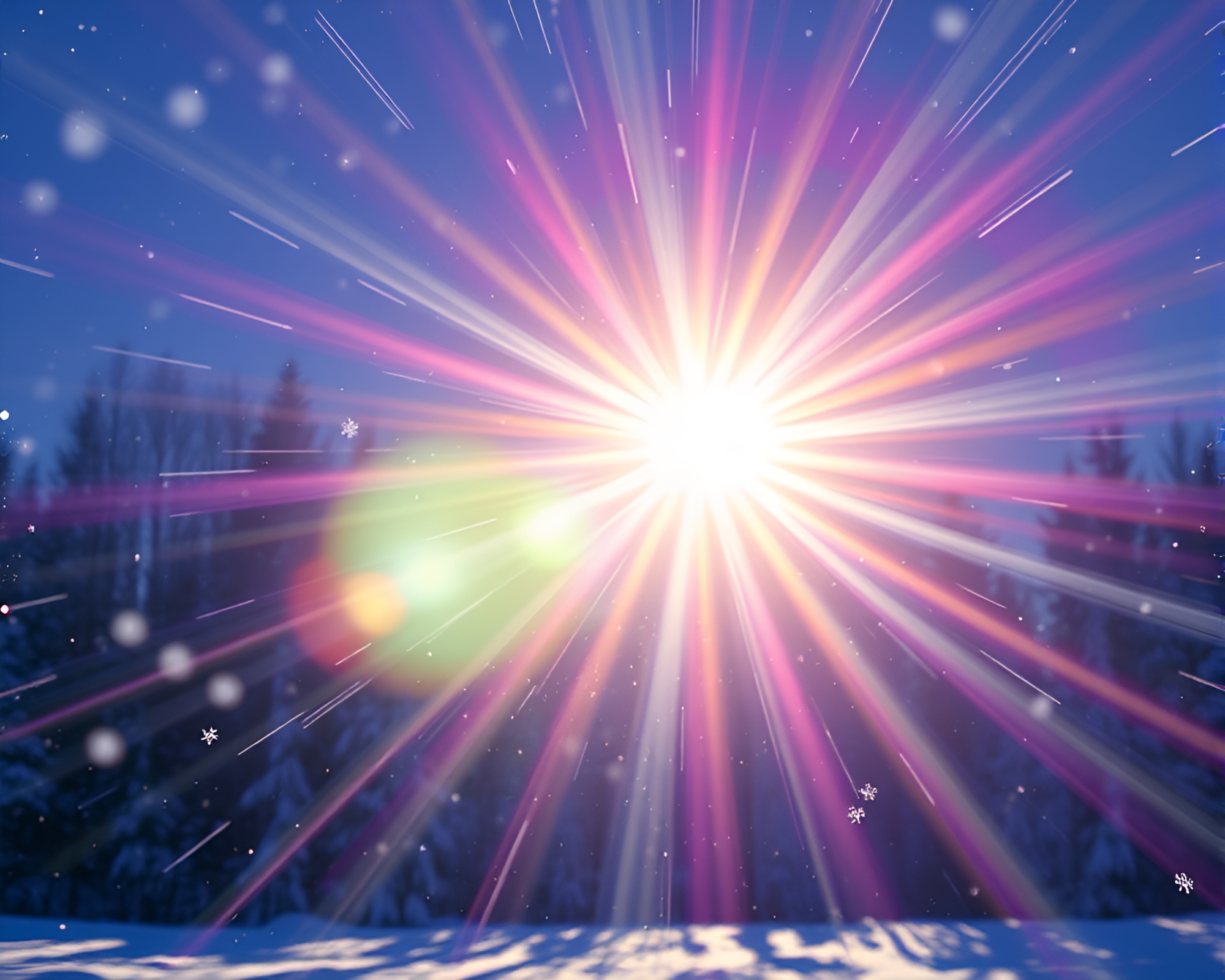 Winter Wonderland Lens Sunburst Vector Art – free AI stock image
