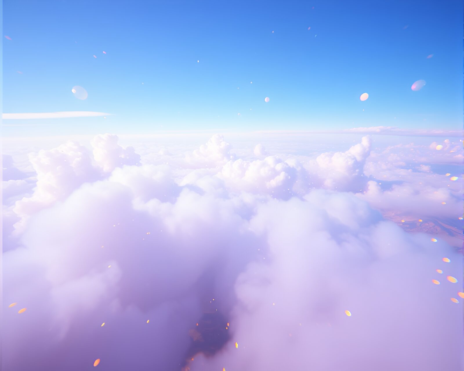 Digital smoky haze surrounds floating bubble clusters in stereograph style