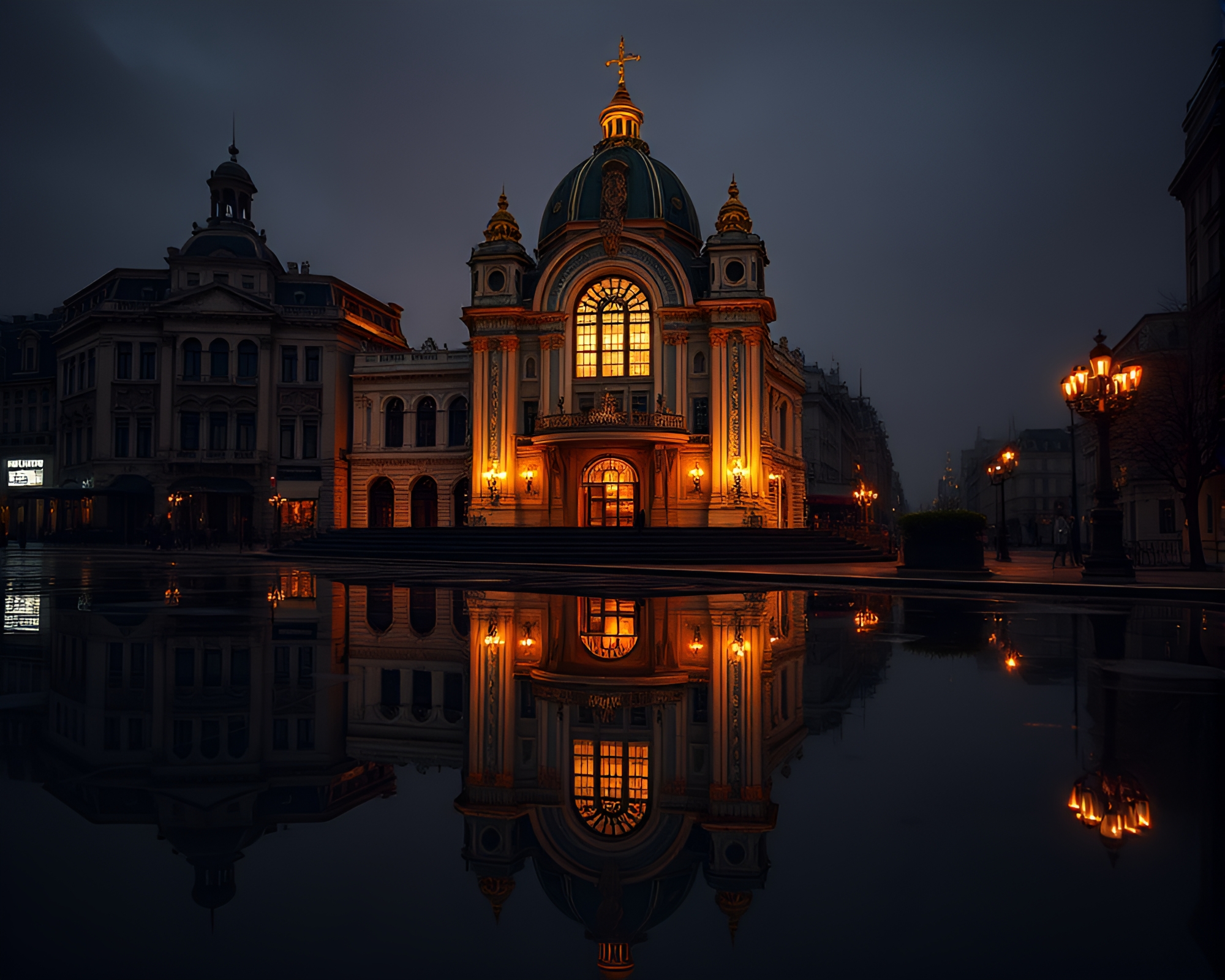 Antique sextant reflection in opera-house glow – free AI stock image