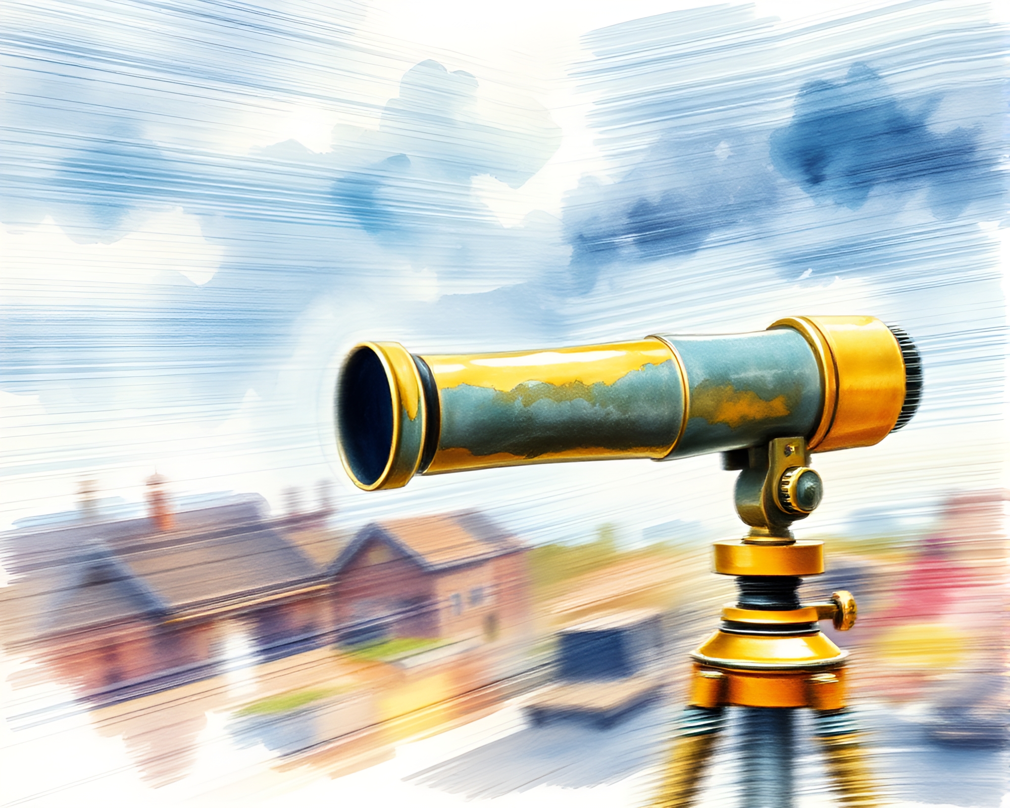 Ethereal Brass Telescope Gazing with Motion Blur – free AI stock image