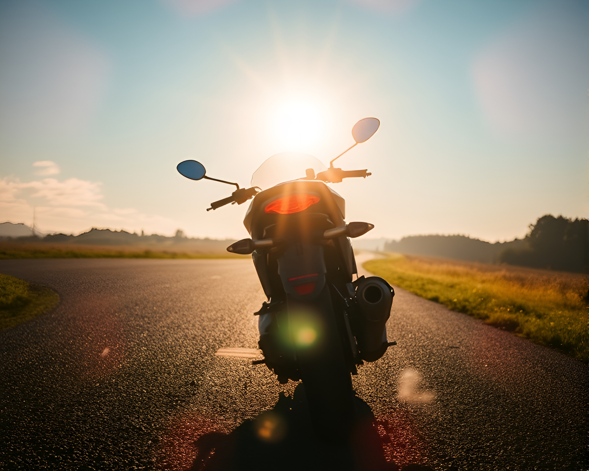 Luminous Motorcycle Ride through Neon City Streets – free AI stock image