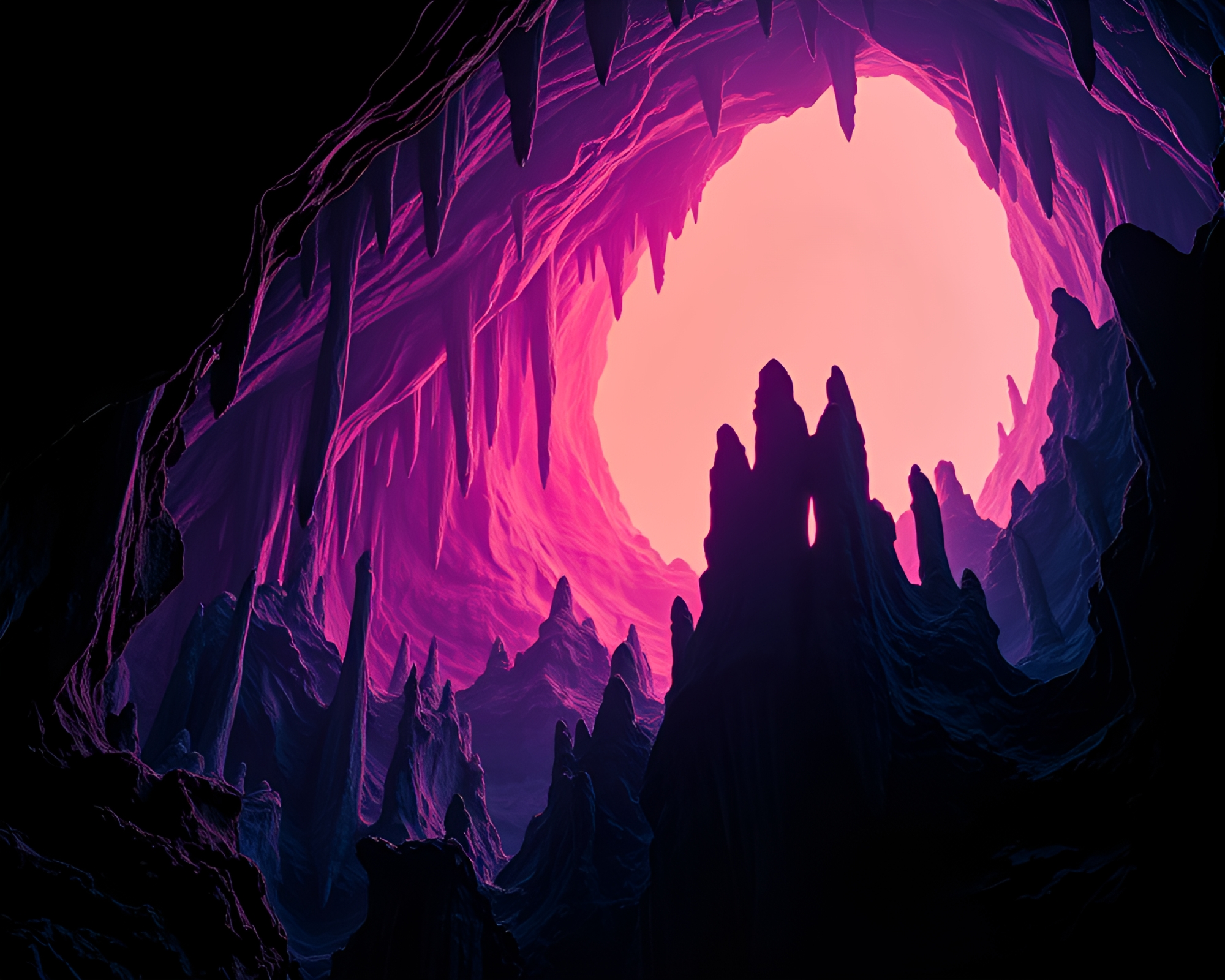 Stalactite Sunrise Collage: HDR Photo – free AI stock image