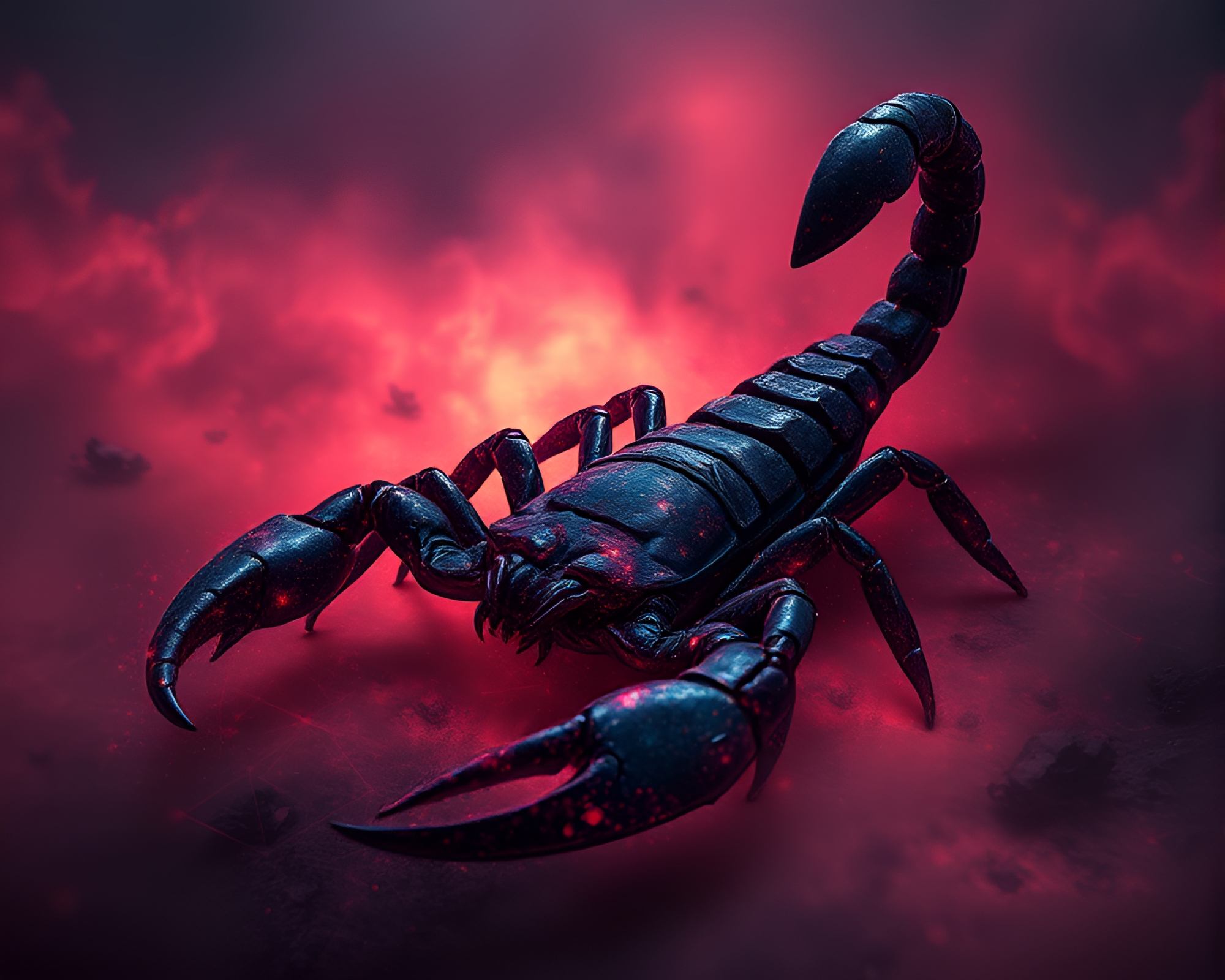 Digital Twilight Scorpion Fractal Overlay – free AI stock image