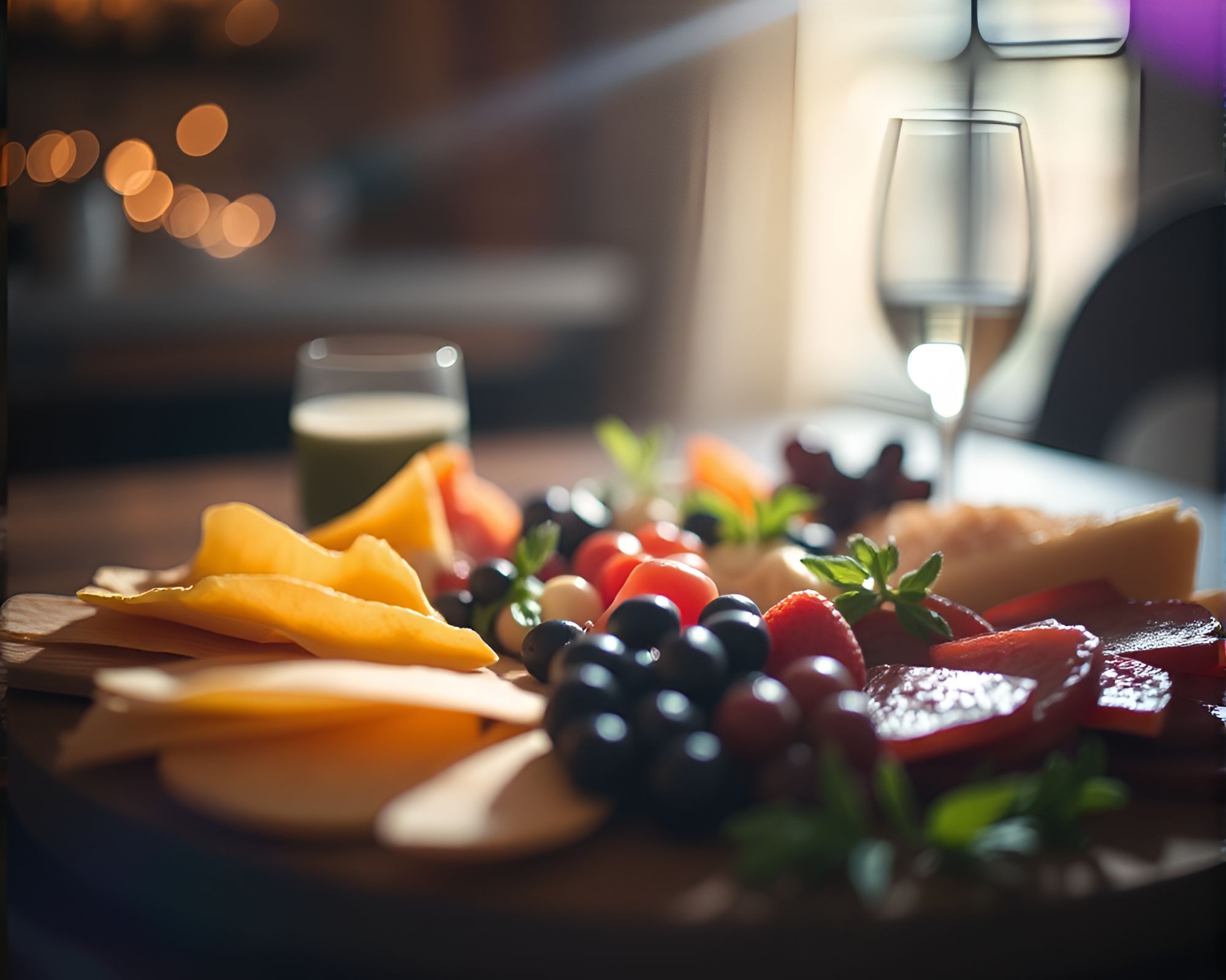 Sunlit Charcuterie Delight with Light Leaks – free AI stock image