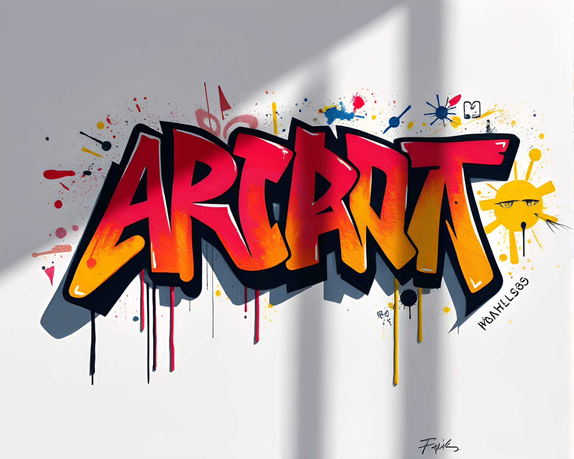 Runic Shadow Play: Graffiti Palette Knife Painting – free AI stock image