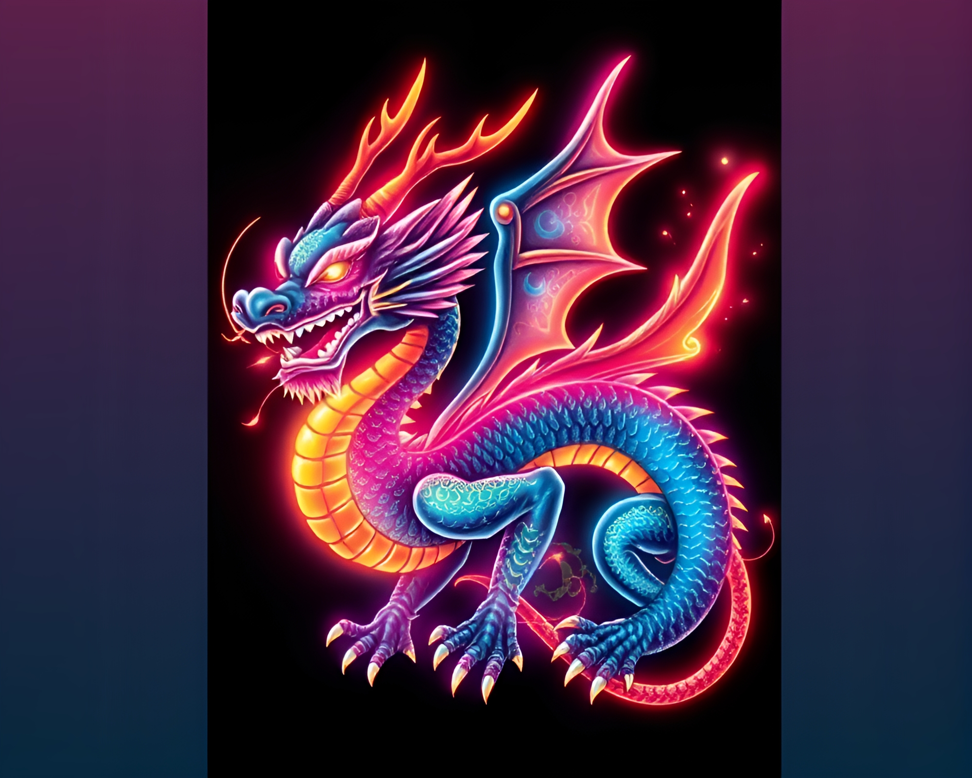 Dragon Light Leaks in Tattoo Flash Style – free AI stock image