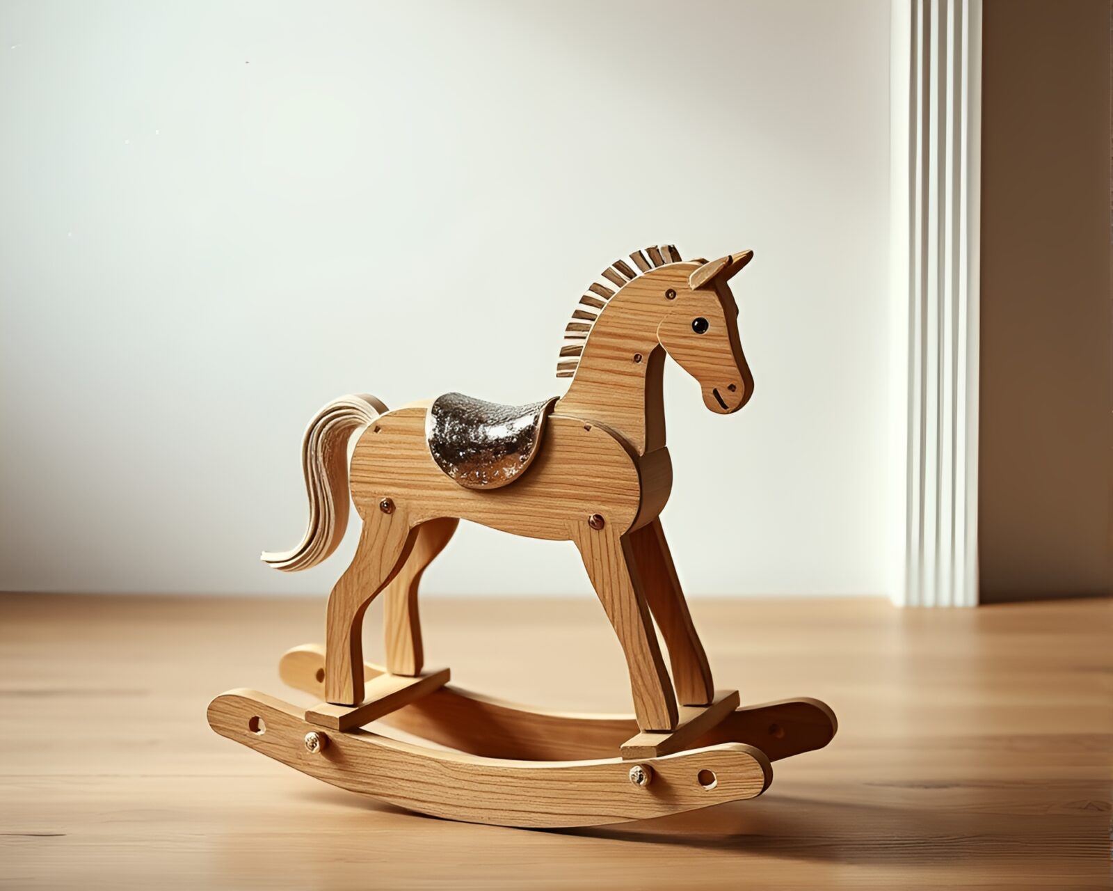 Palette knife painted image of glowing disco ball on toy horse