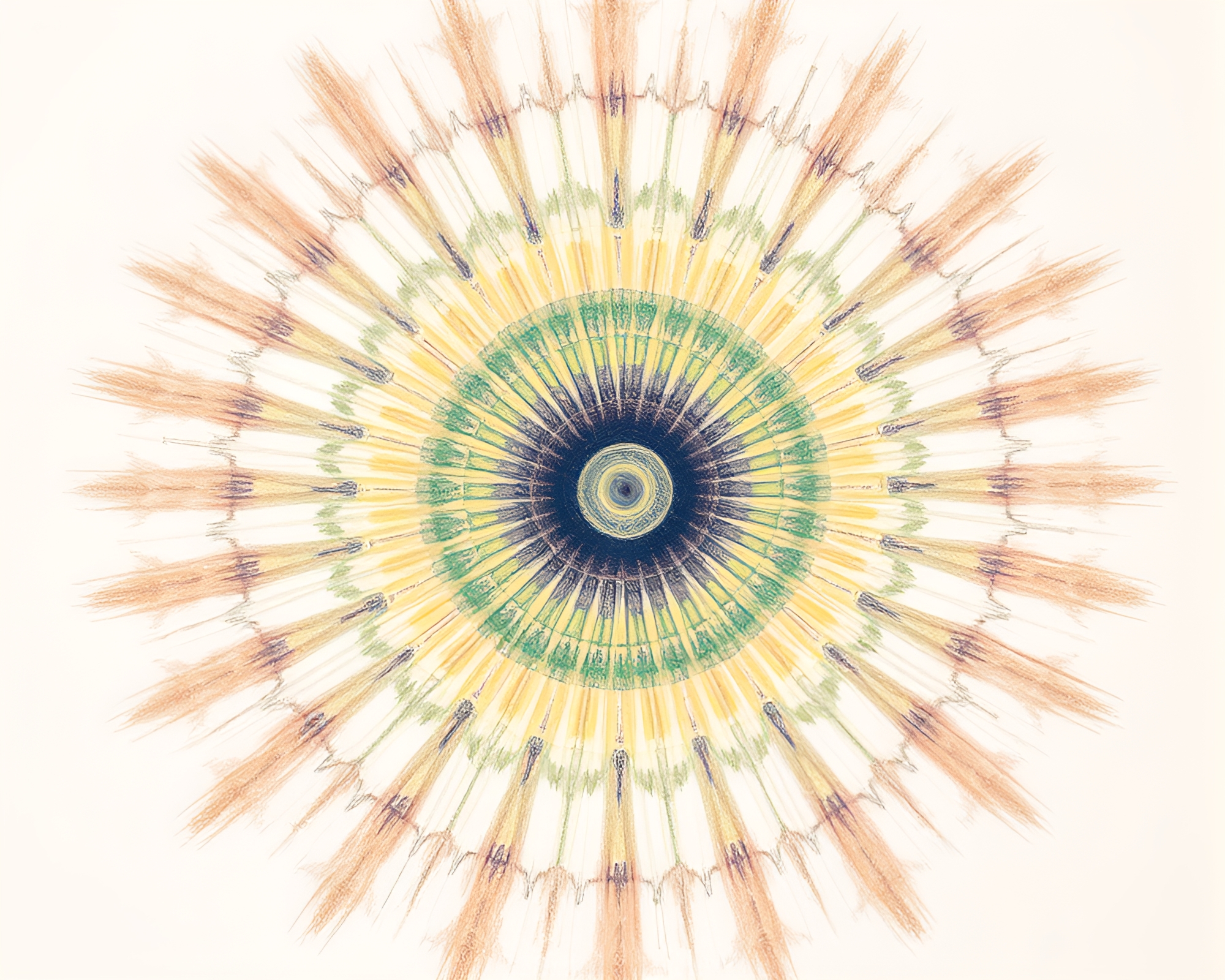 Submarine in Radial Symmetry Conté Crayon Drawing – free AI stock image
