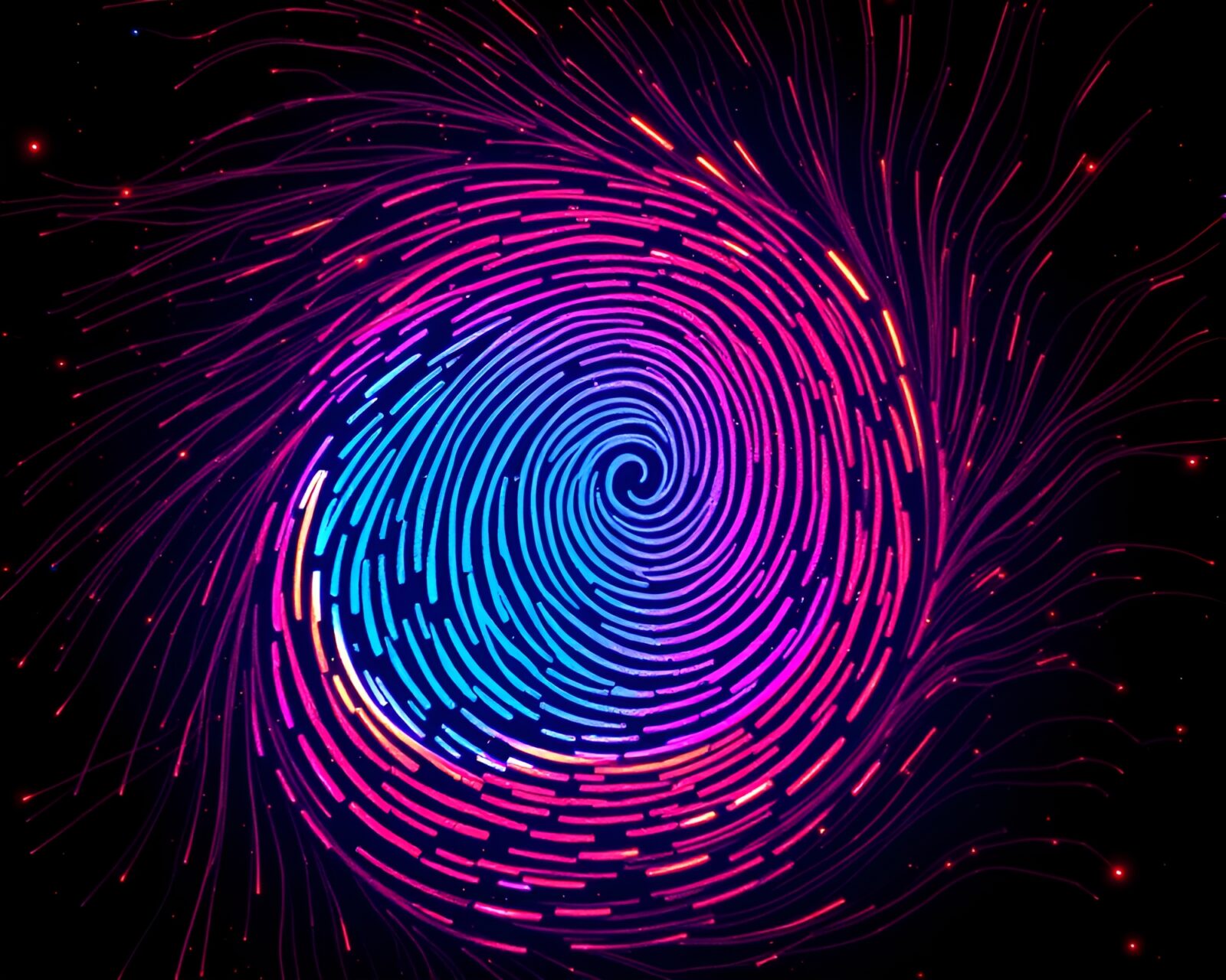 Vivid screen printed swirls glowing in dimensional rift