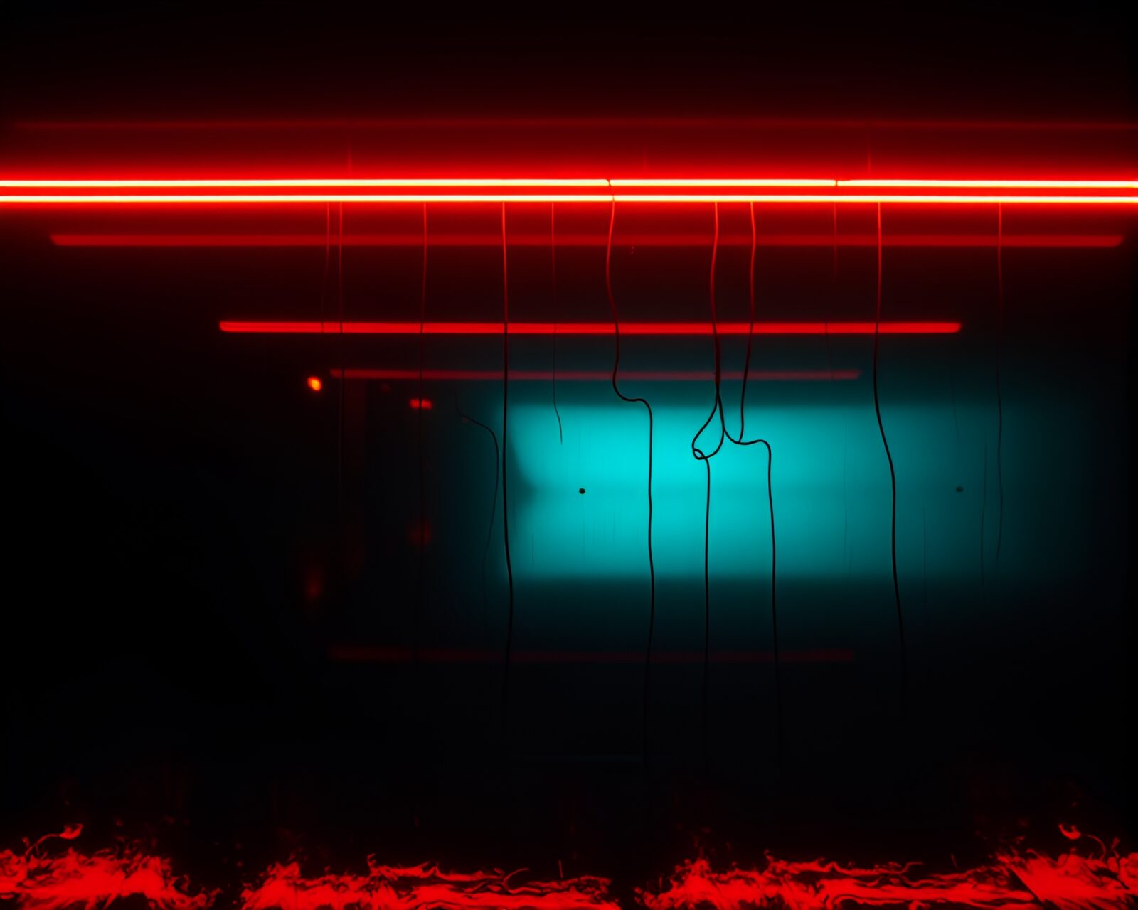 Ethereal neon cityscape with Ley lines and muted shadows
