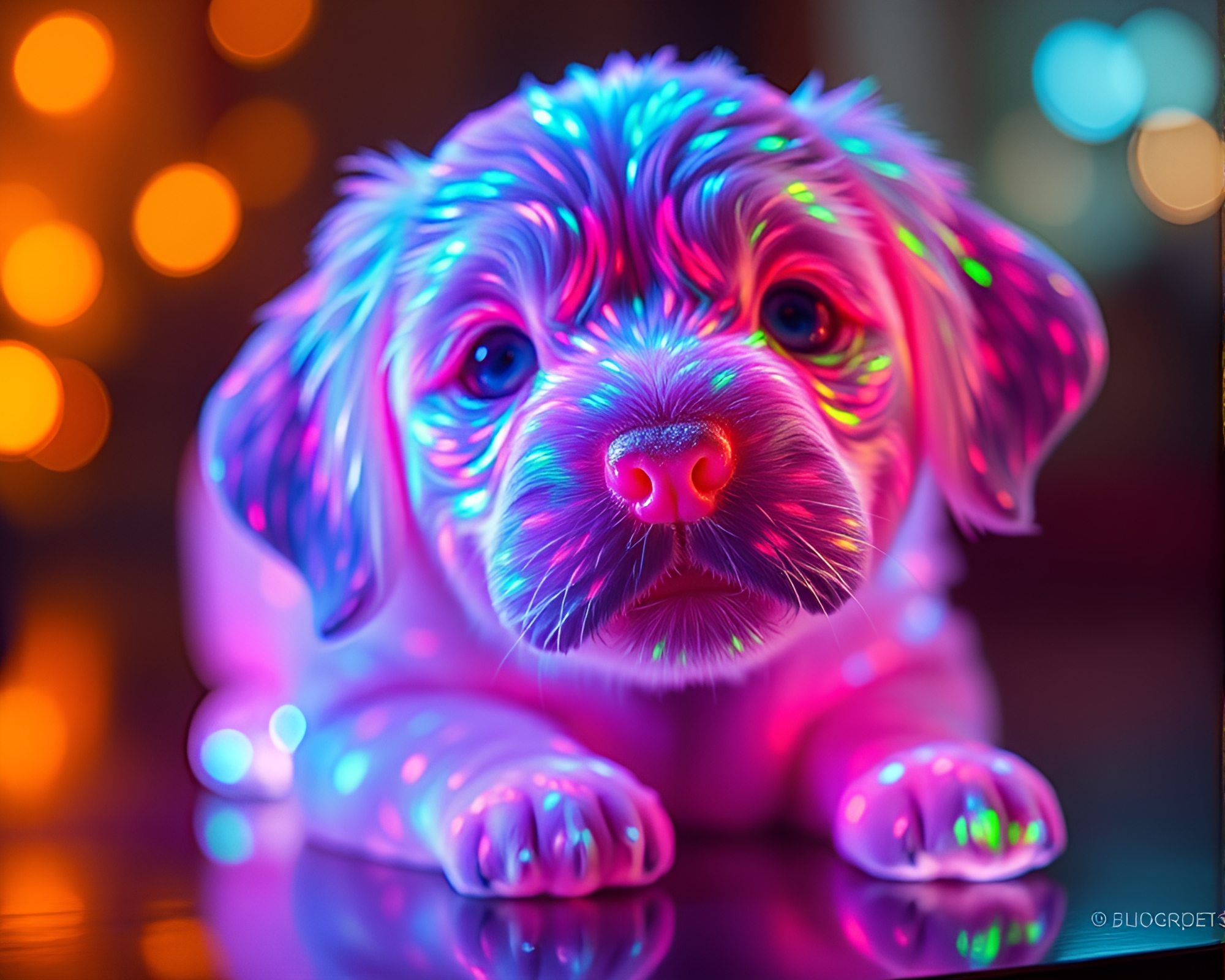 Holographic Pet in Bioluminescent Cinemagraph Time Warp – free AI stock image
