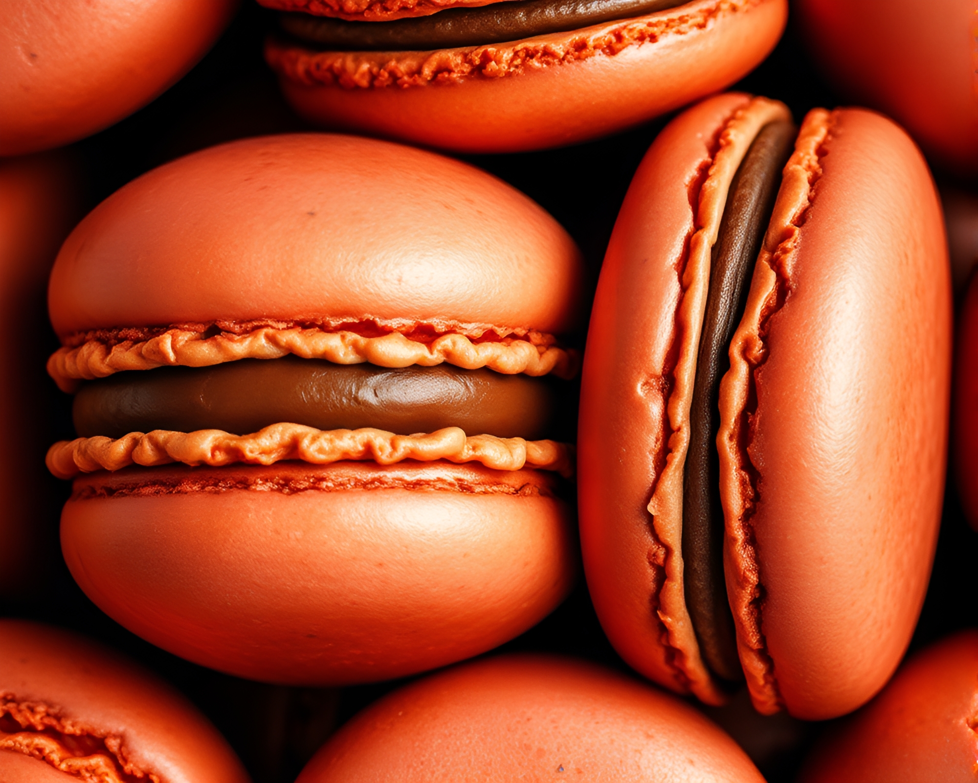 Pointillism Macaron Mosaic in Copper Tones – free AI stock image