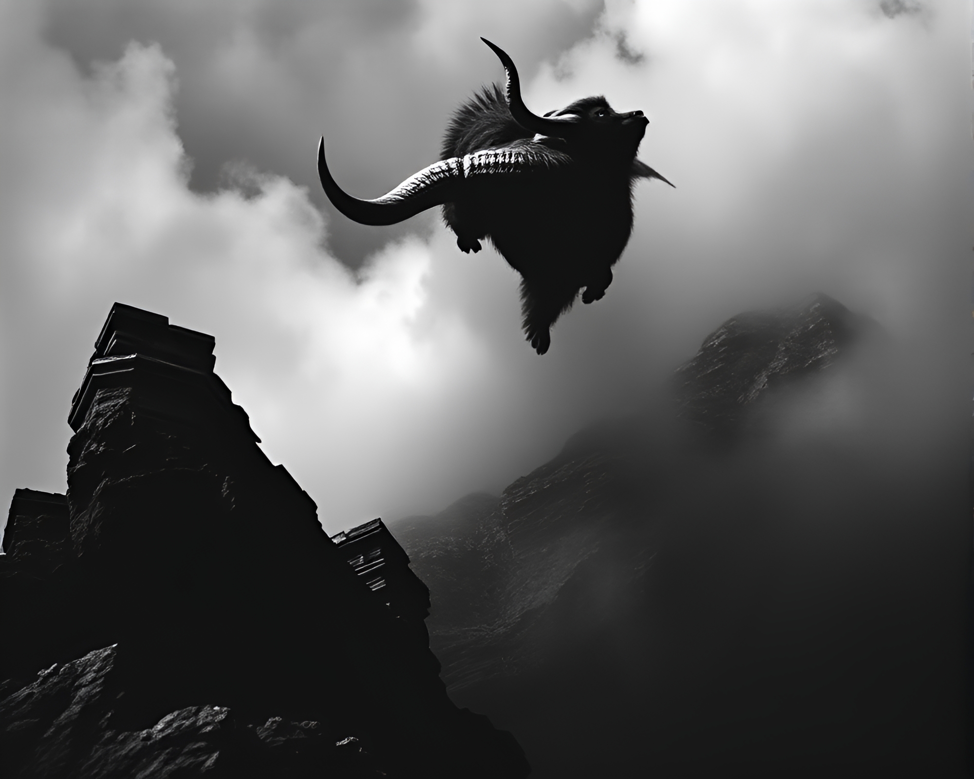 Minotaur maze from above in stipple shading – free AI stock image