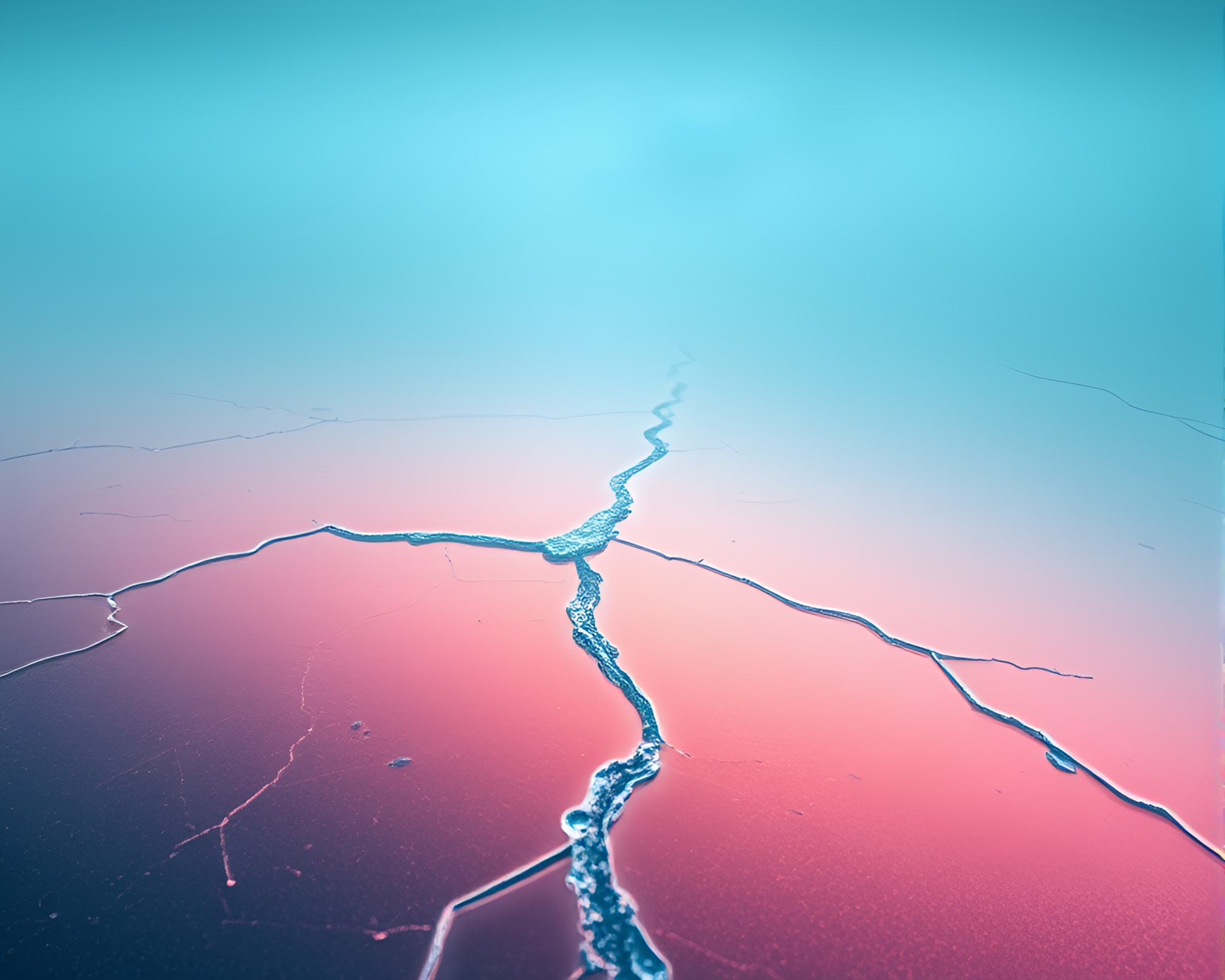 Misty Ice Reflection Crack in Surreal Dreamscape – free AI stock image