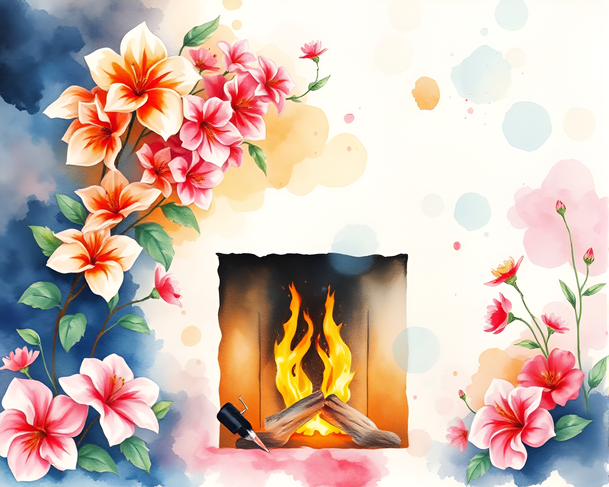 Impressionist Basilisk by Fireplace – free AI stock image