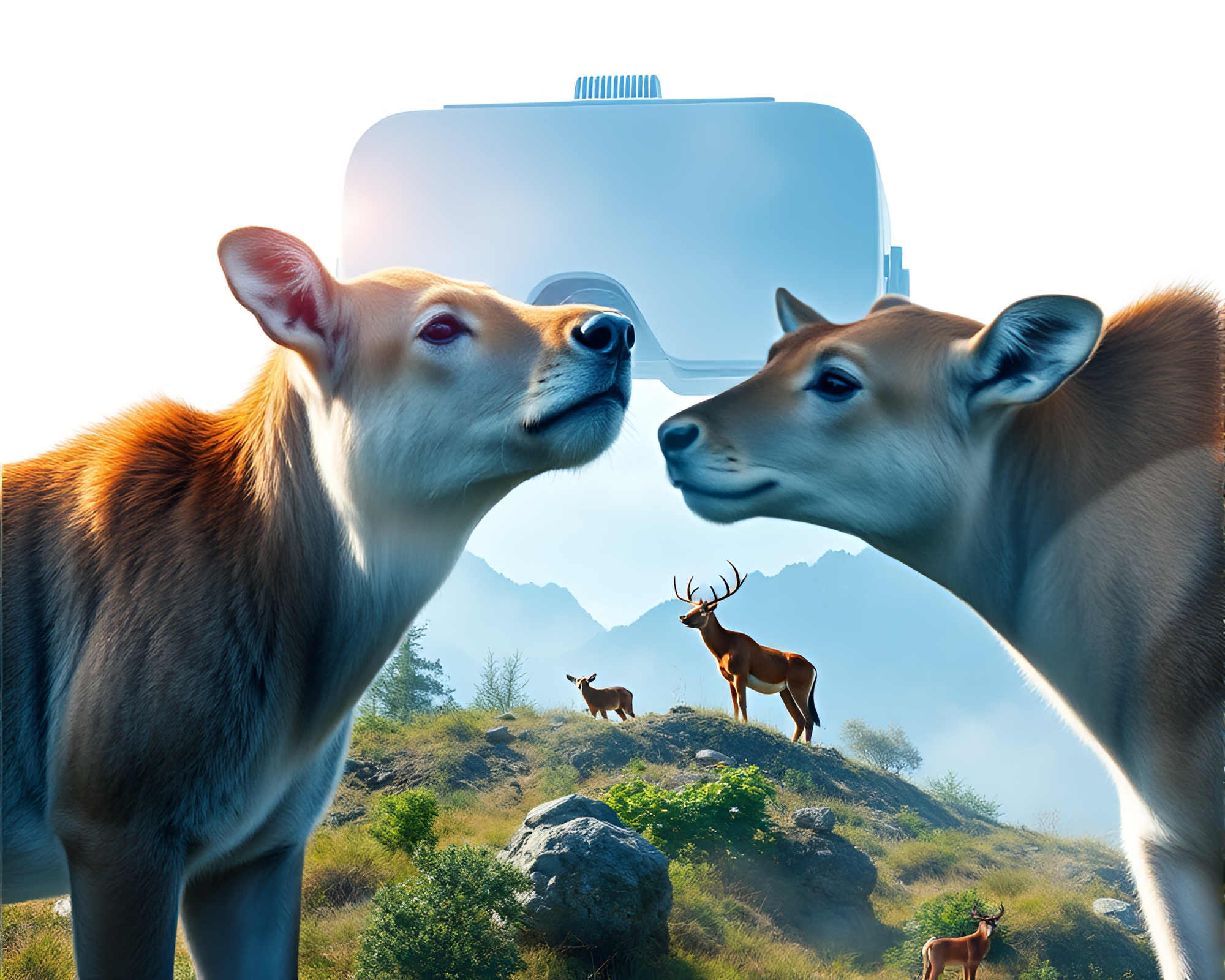 Virtual Reality Wildlife: Pixelated Double Exposure – free AI stock image