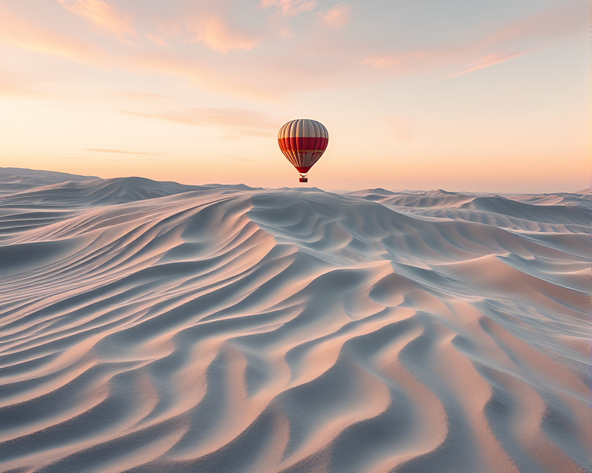 Air Balloon above Swirling Volcanic Sands Op Art – free AI stock image