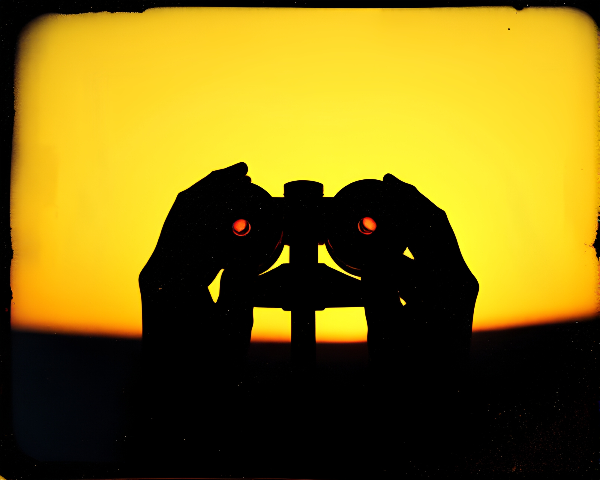 Vintage Binocular Silhouette Reflection in Stipple Shade – free AI stock image