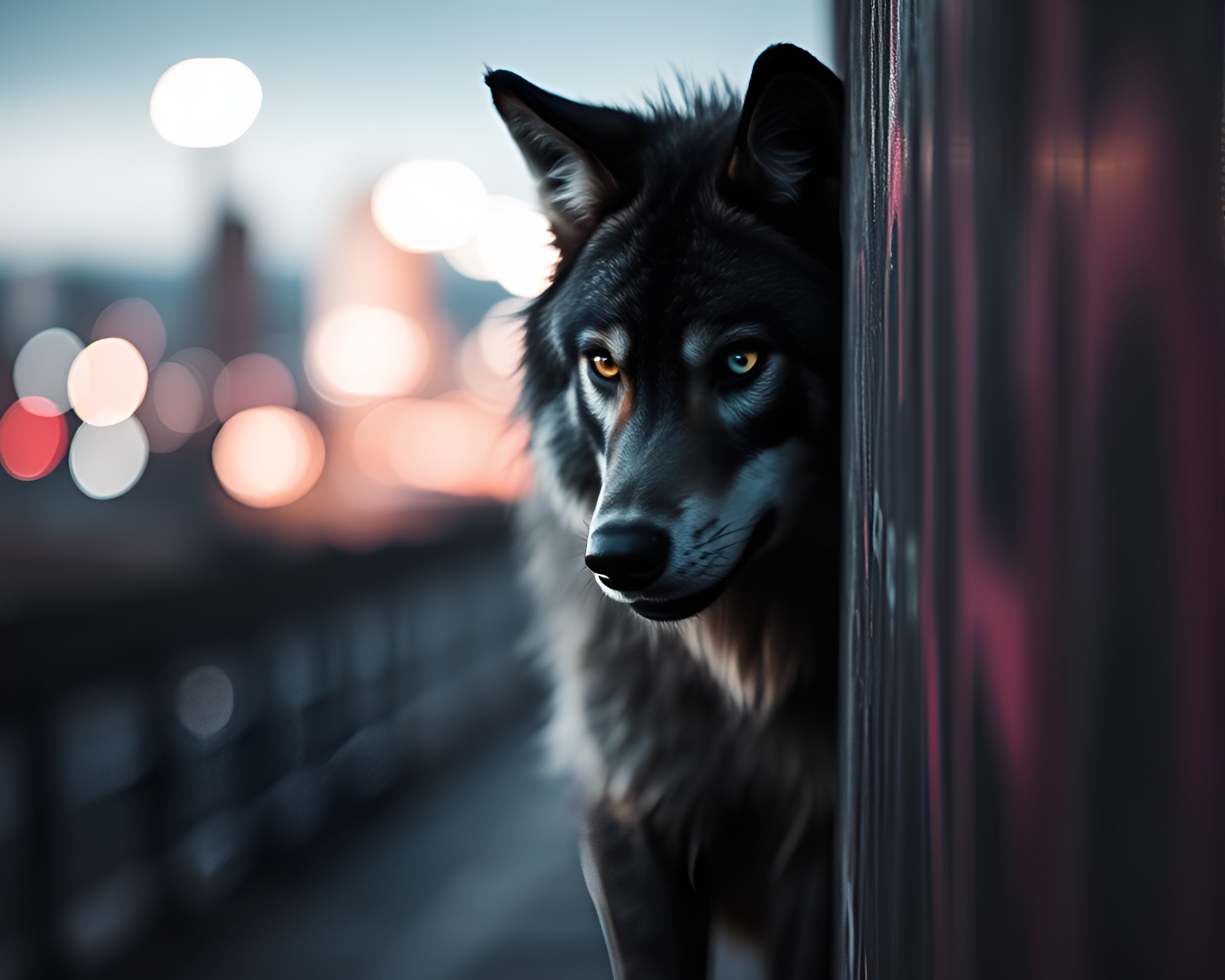 Mystical Werewolf in Monochrome Pastel Graffiti Wonderland – free AI stock image