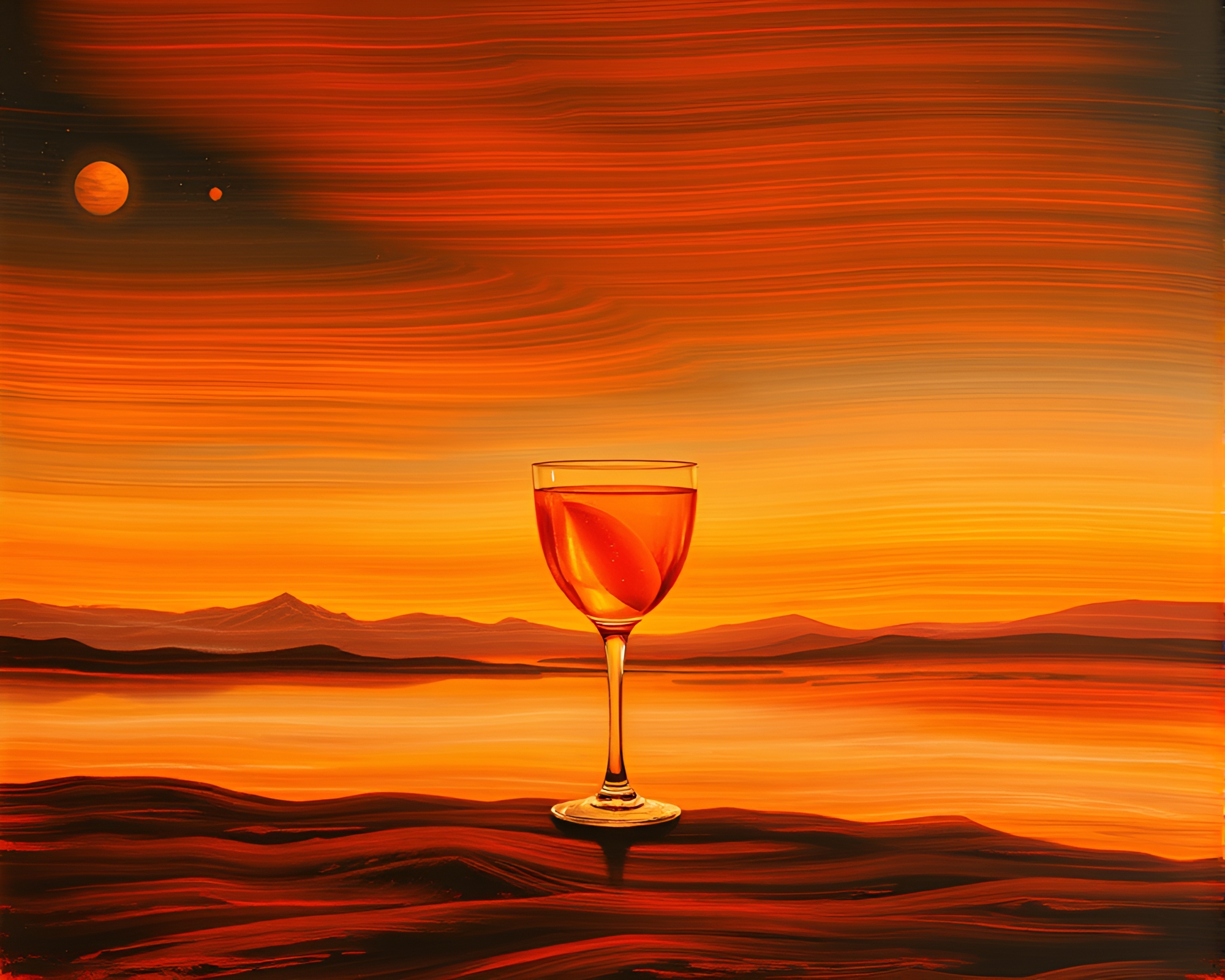Blood Orange Cocktail Galaxy in Motion Blur – free AI stock image