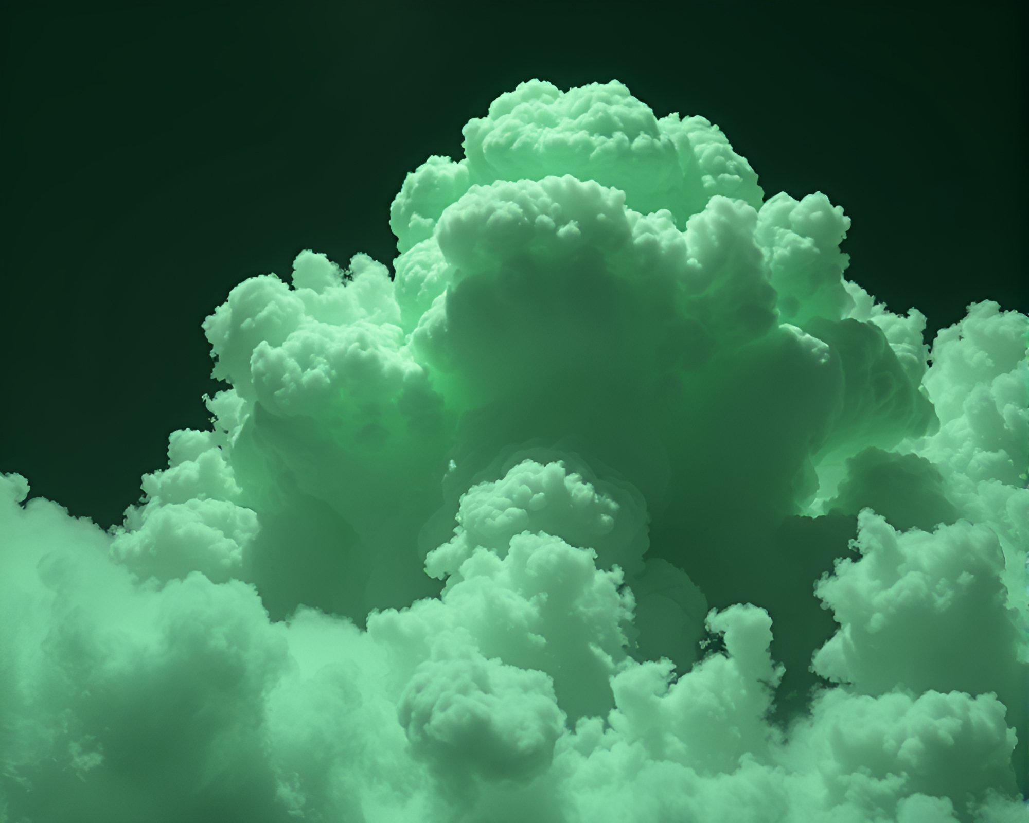 Holographic Armor amidst Monochrome Green Cloud Formations – free AI stock image