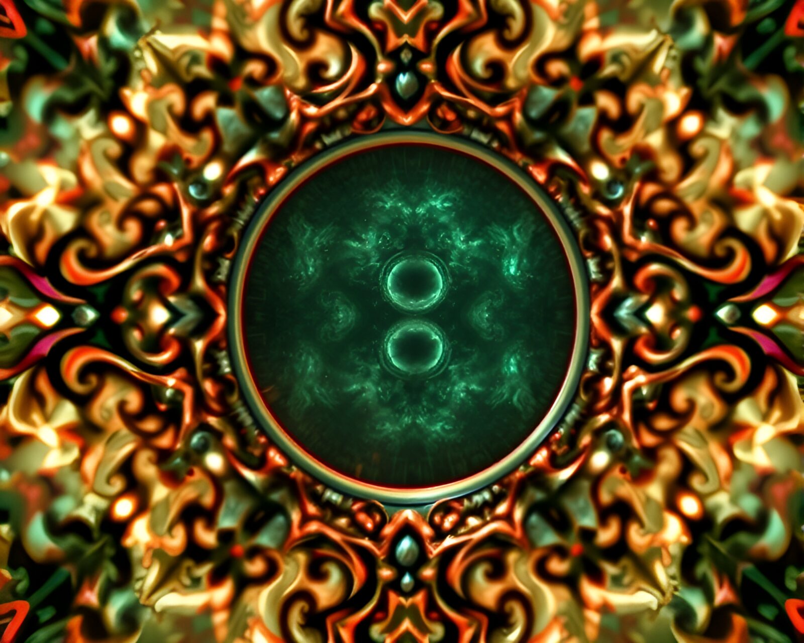 Fractal overlay image of a bio-organic haunted mirror