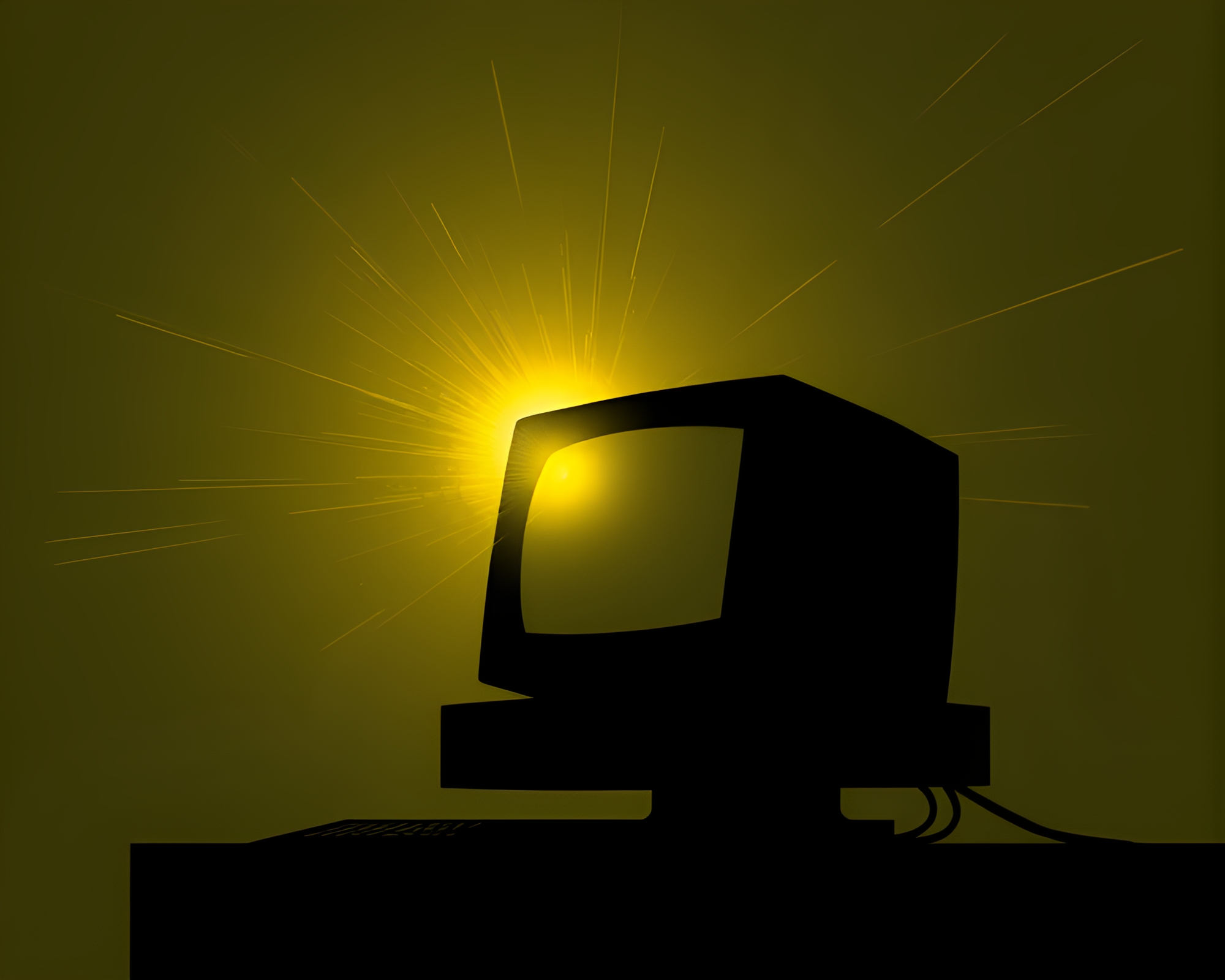 Quantum Computer Silhouette Flare Illustration – free AI stock image