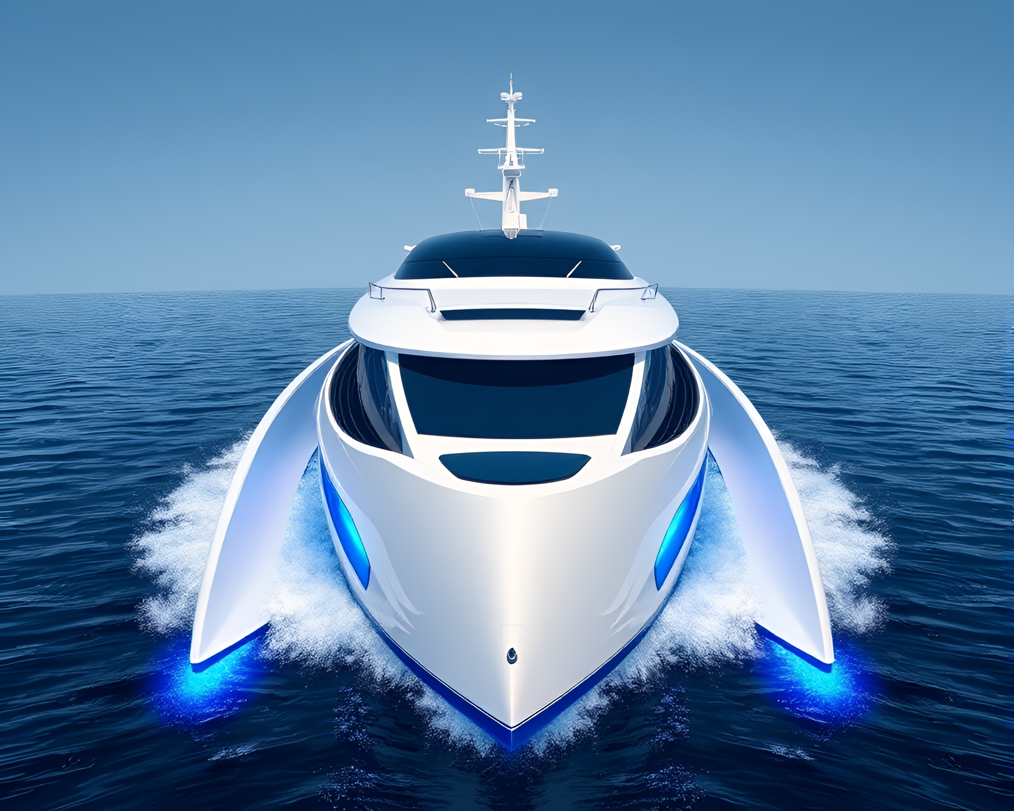 Hydrofoil Boat in Symmetrical Cobalt Blue 16-bit Style – free AI stock image