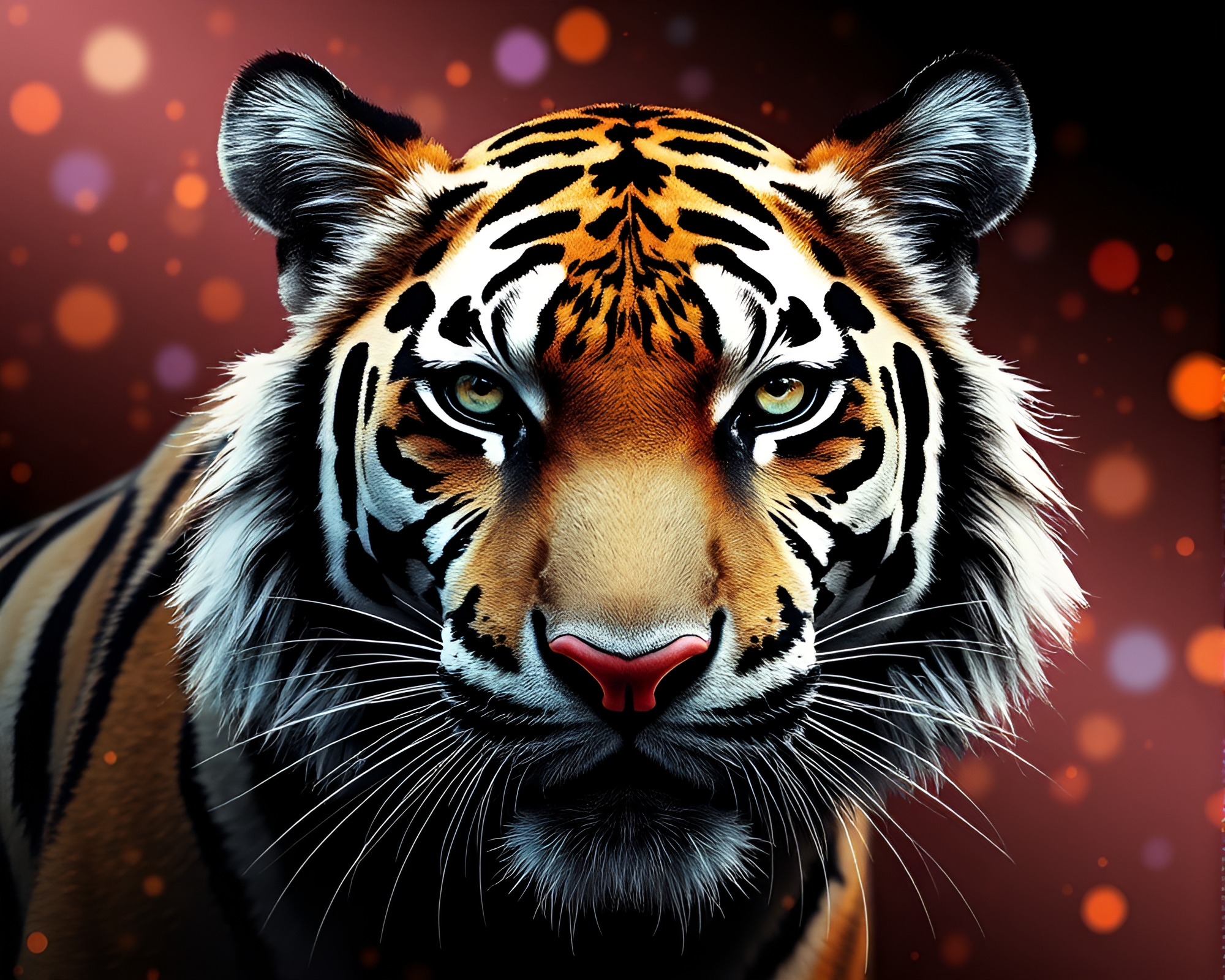 Tiger Roaming in Triadic Twilight Dot Matrix – free AI stock image