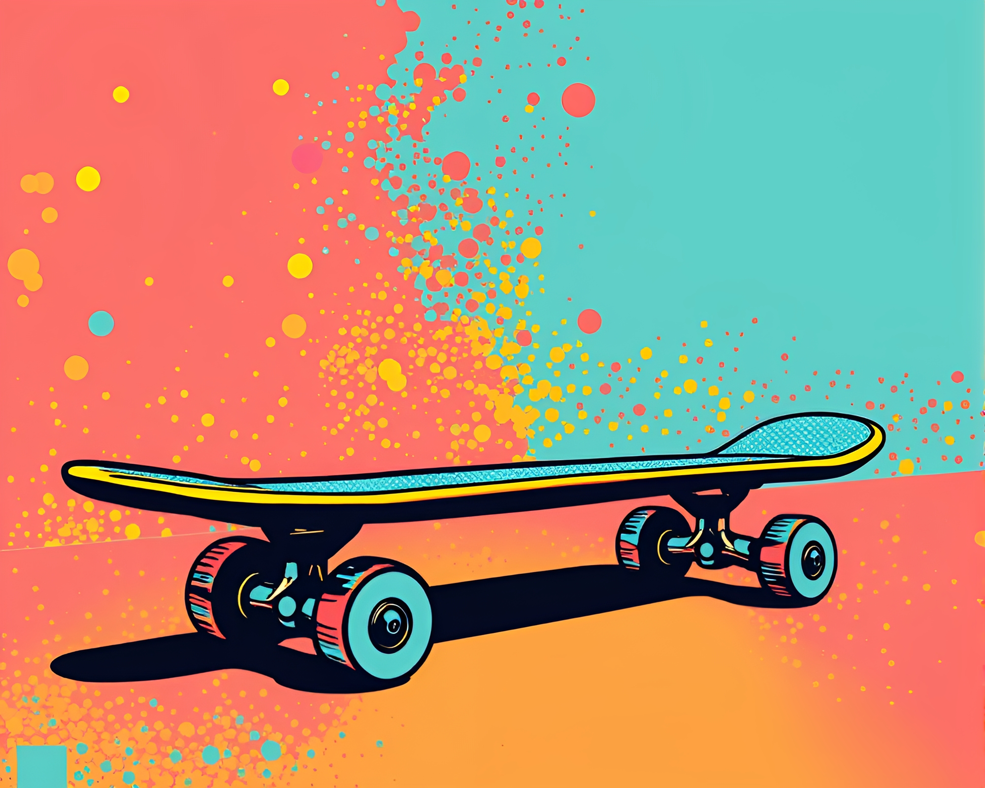 Stippled Skateboard Pop Art Dream – free AI stock image